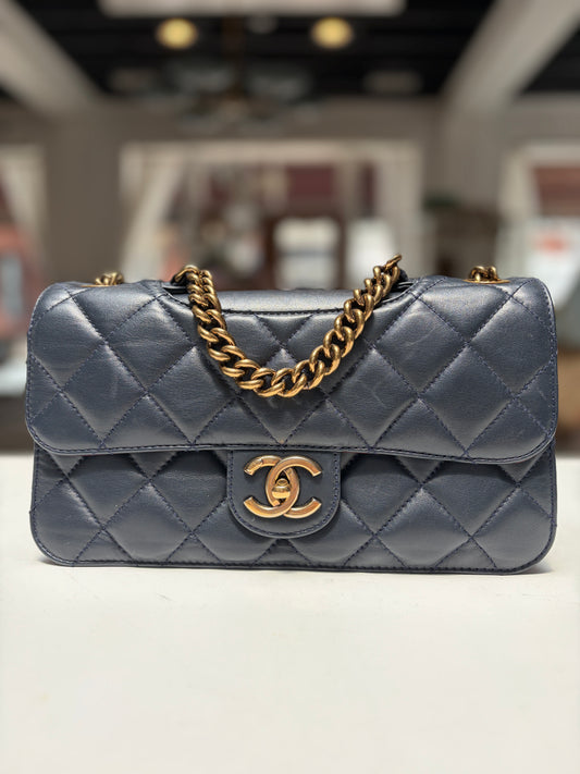 Chanel Navy Perfect Edge Flap Medium Lambskin