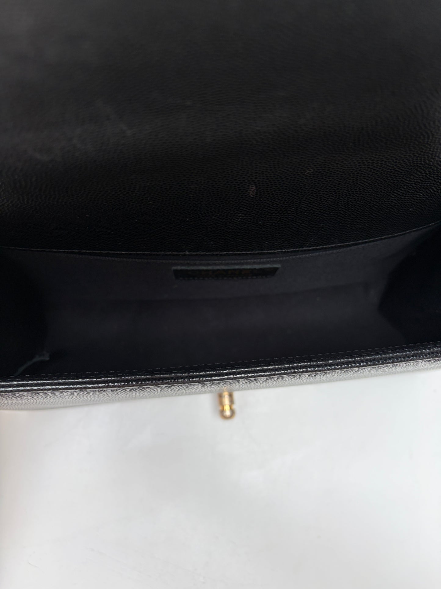 Chanel Black Caviar Leather Medium Boy Bag Gold Hardware