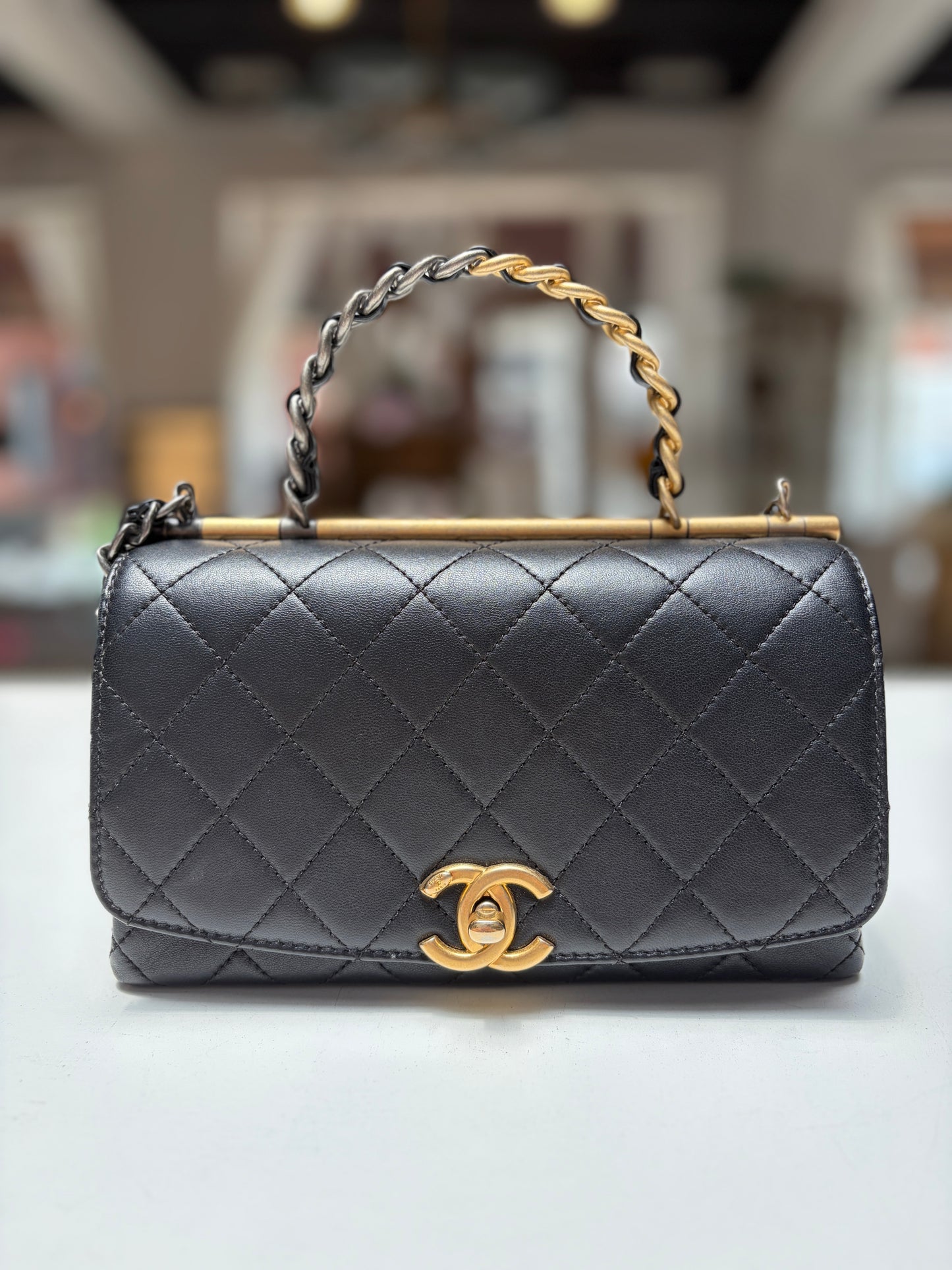 Chanel Small Black Quilted Lambskin La Parisienne