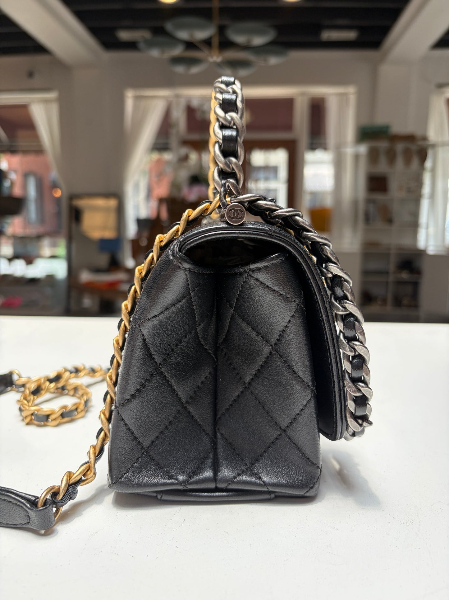 Chanel Small Black Quilted Lambskin La Parisienne