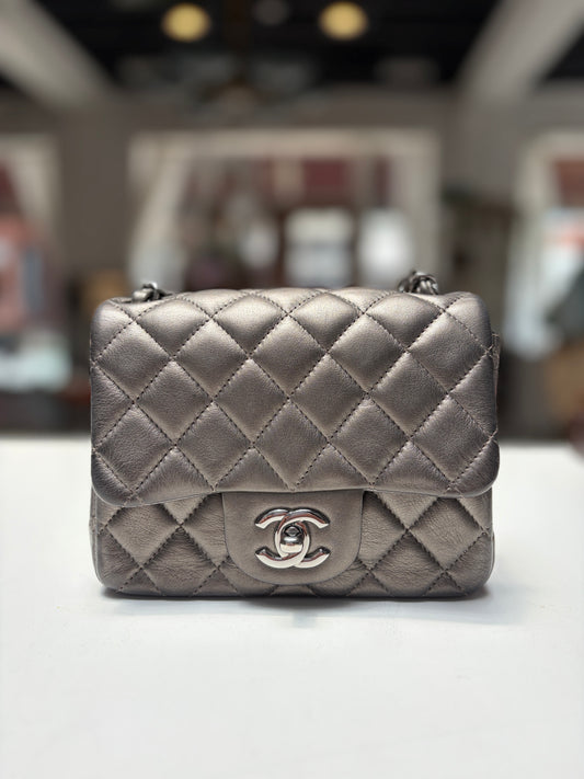 Chanel Square Mini Metallic Silver