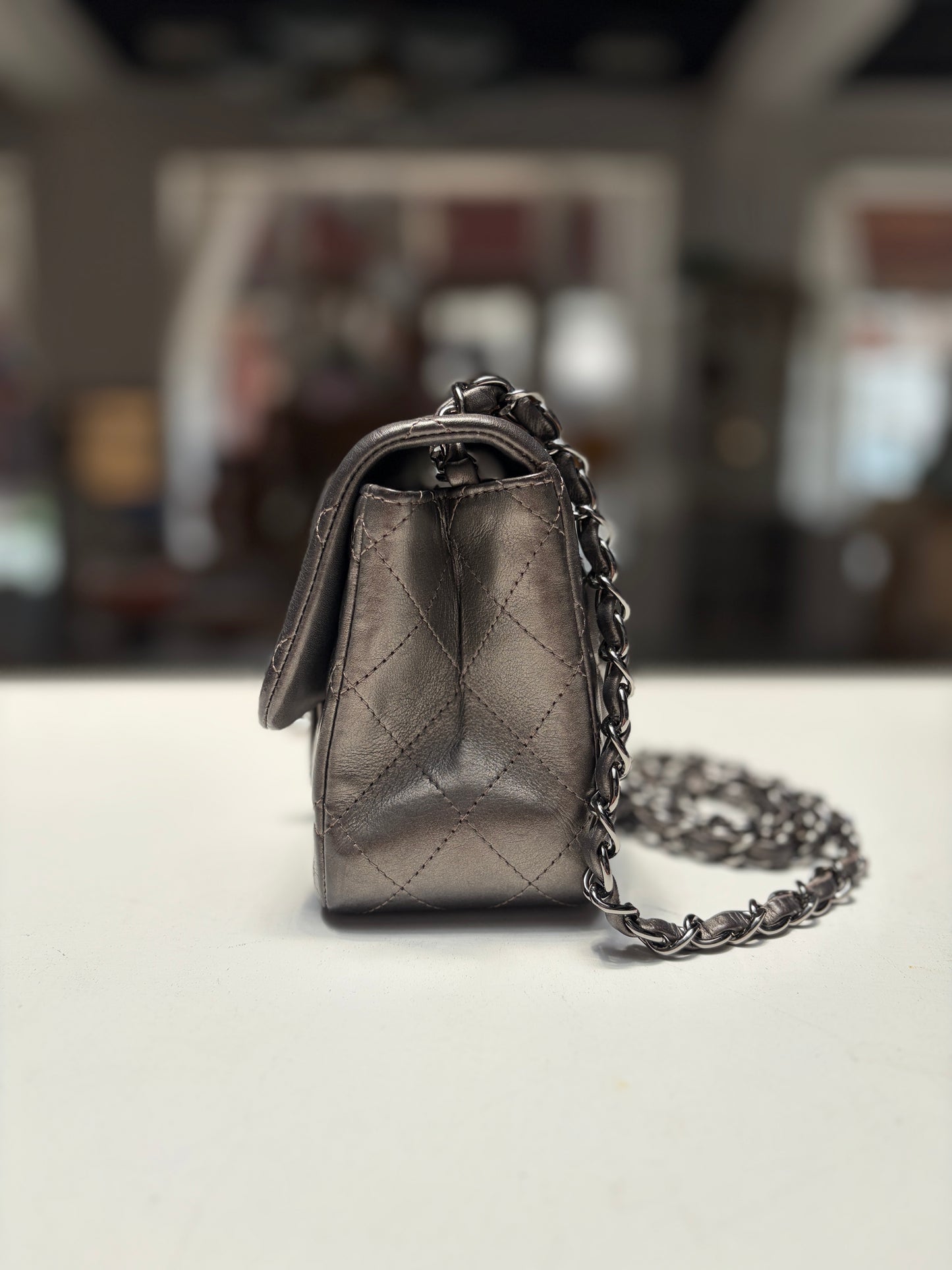 Chanel Square Mini Metallic Silver