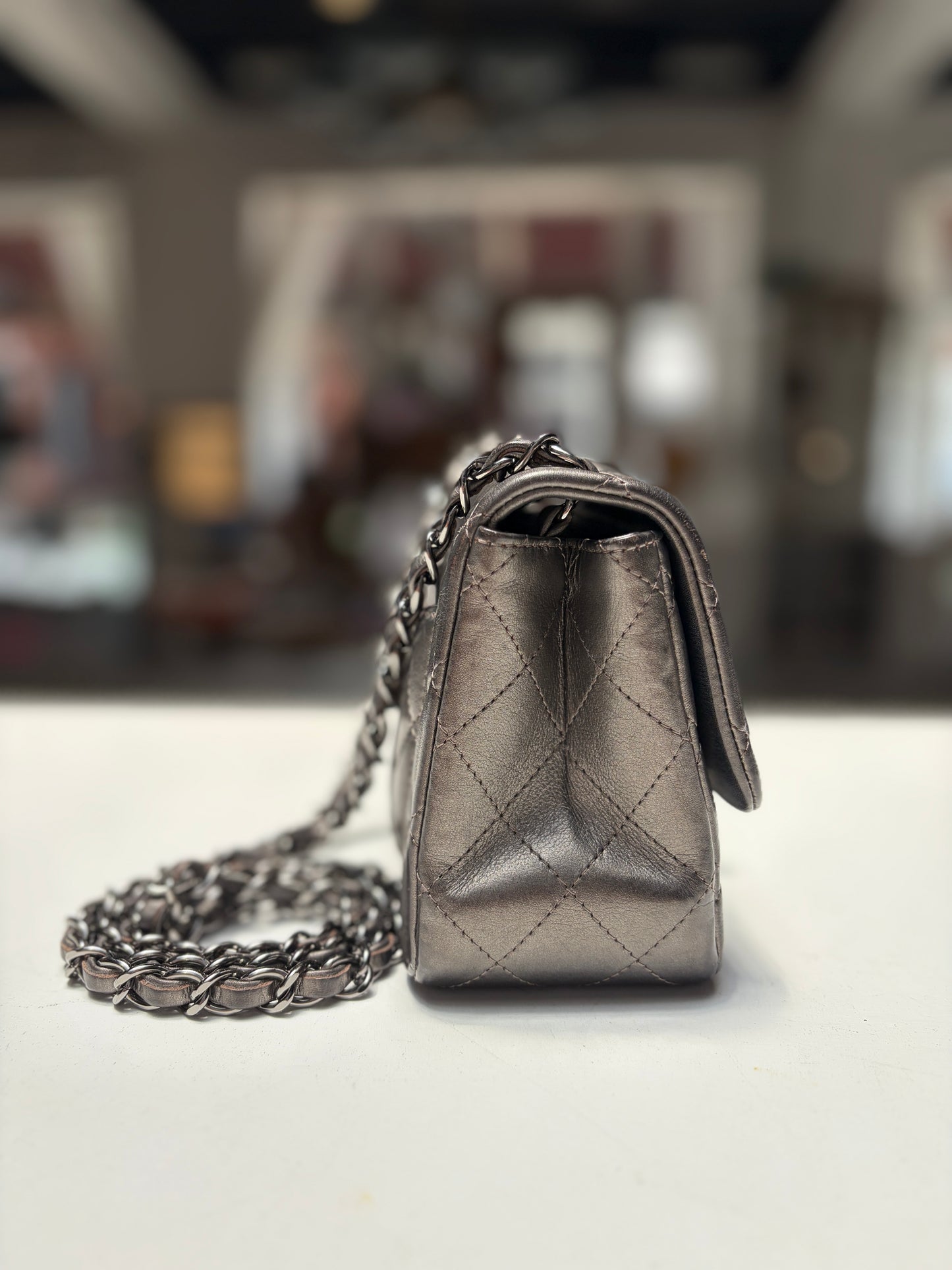 Chanel Square Mini Metallic Silver
