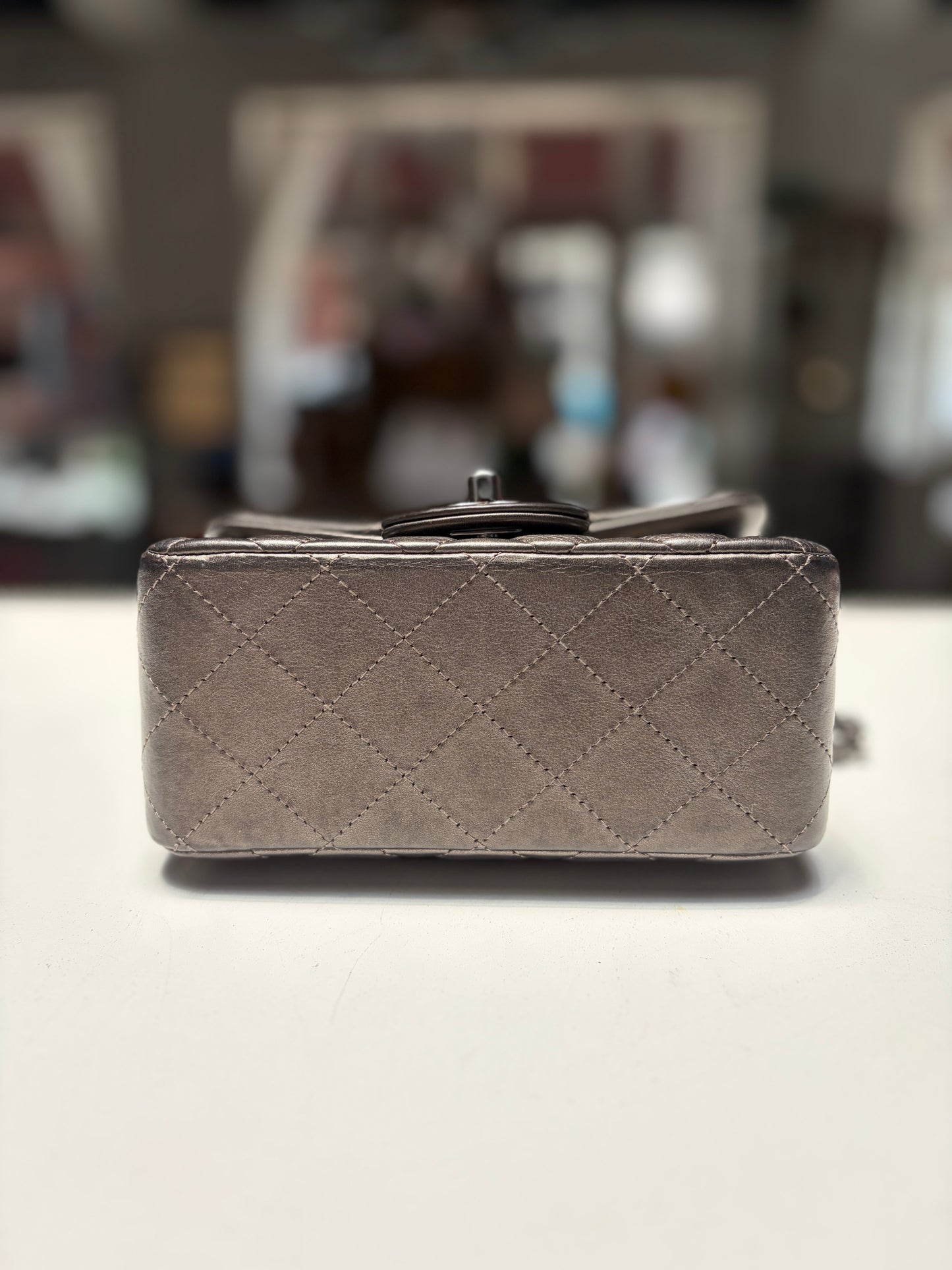 Chanel Square Mini Metallic Silver
