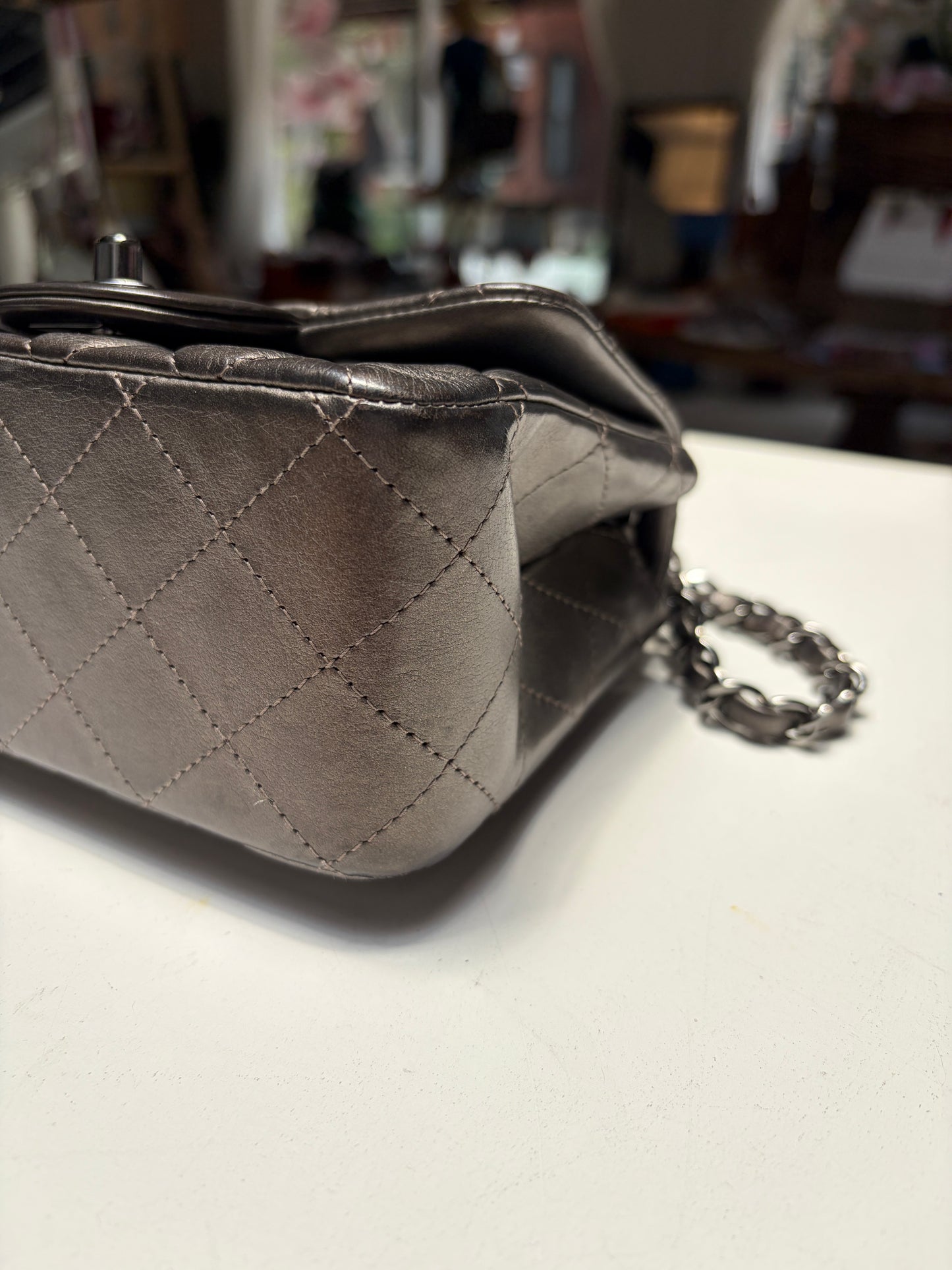Chanel Square Mini Metallic Silver
