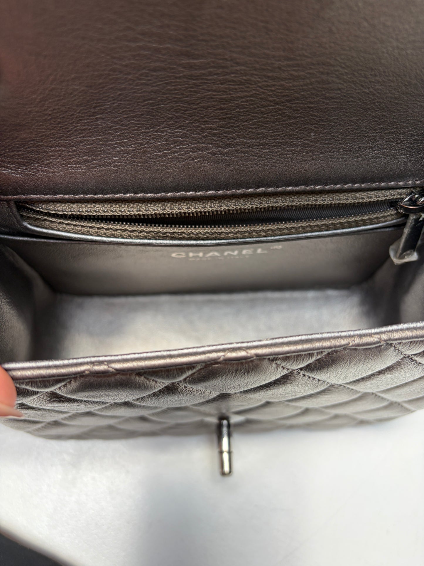 Chanel Square Mini Metallic Silver