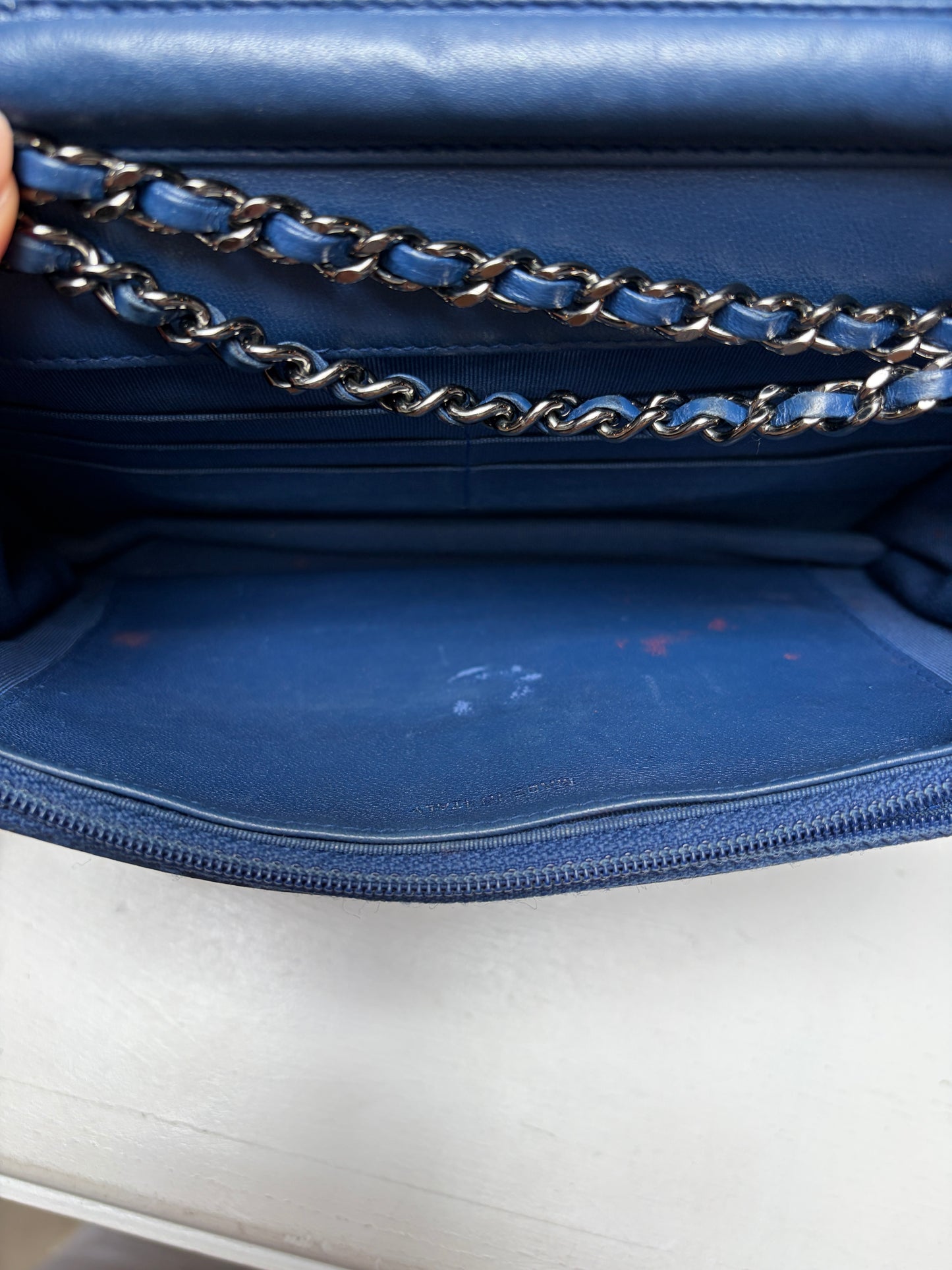 Chanel Navy Wallet on Chain Lambskin Silver Hardware