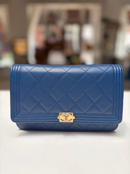 Chanel Blue Wallet on Chain