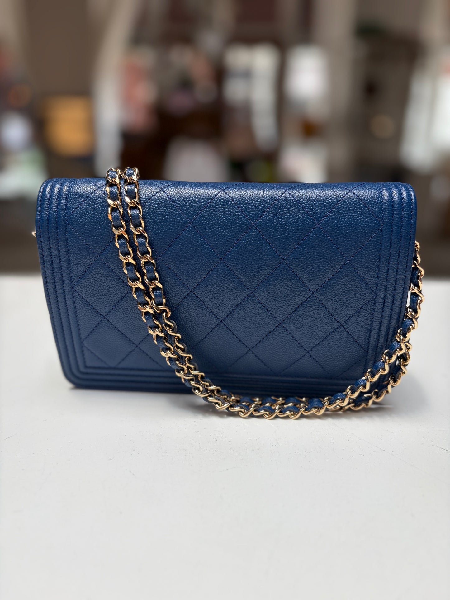 Chanel Blue Wallet on Chain
