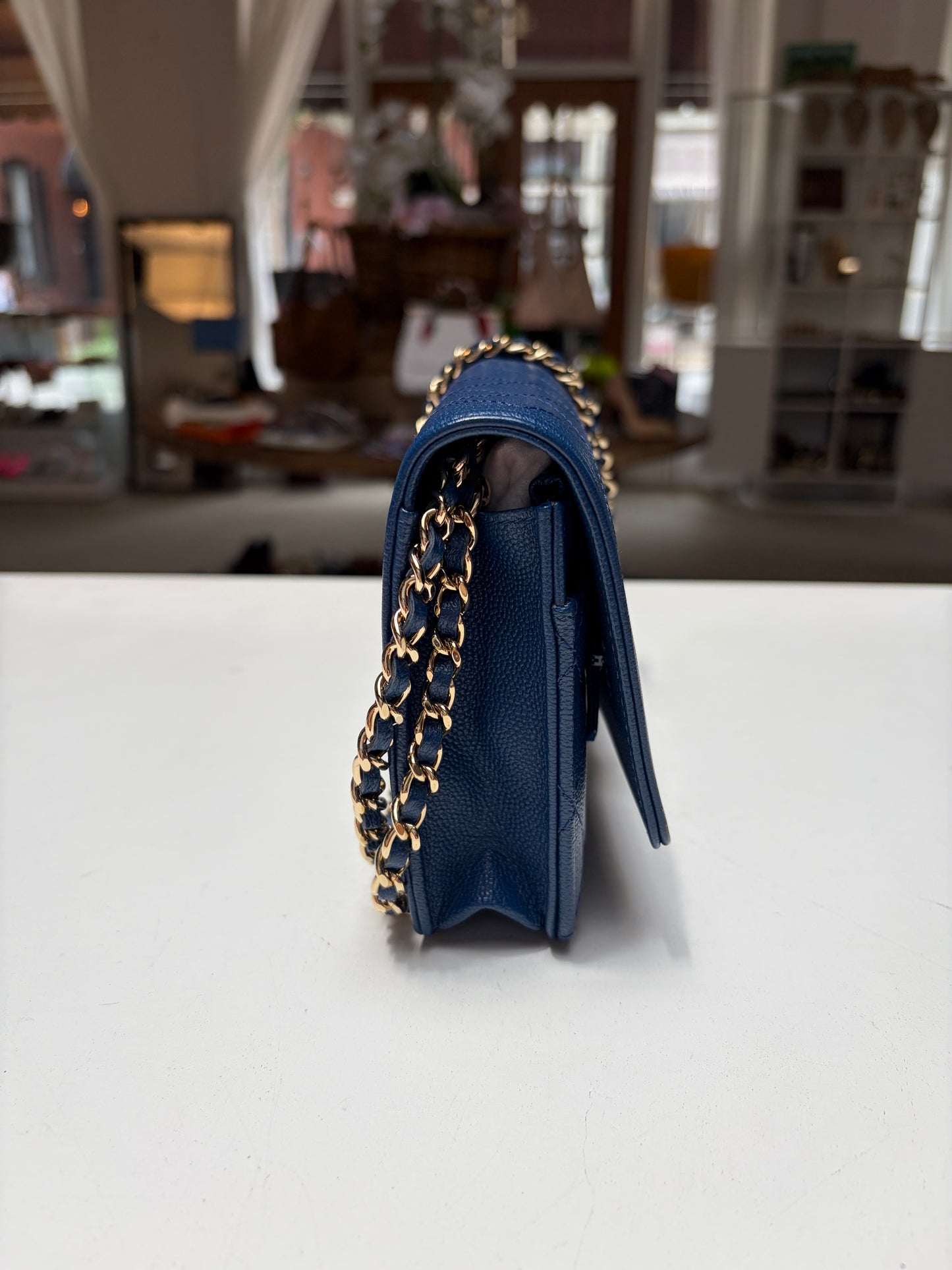 Chanel Blue Wallet on Chain