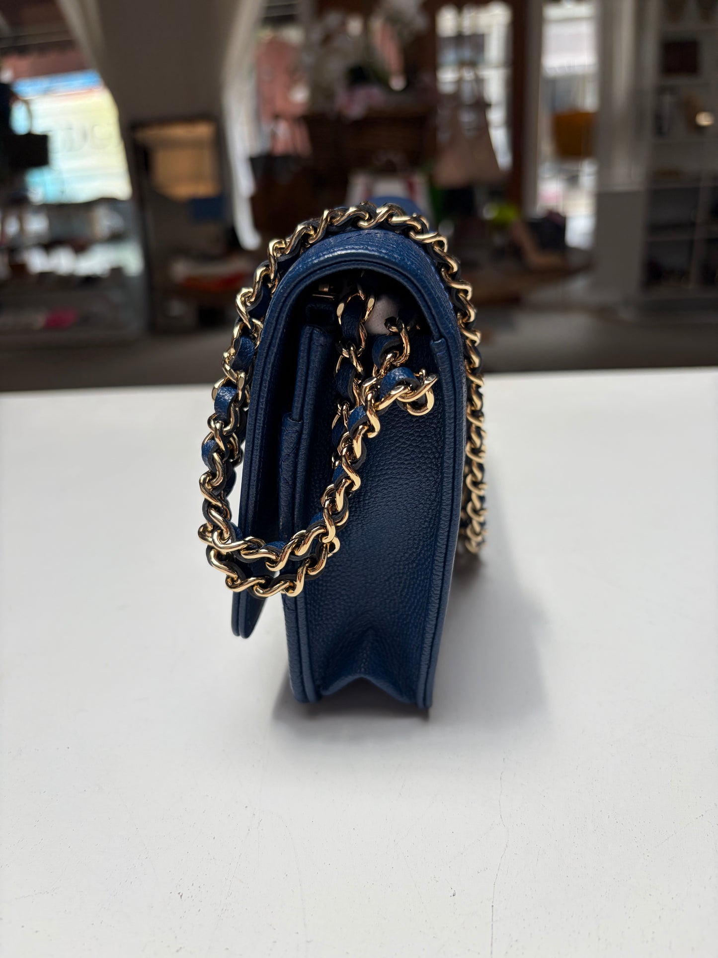 Chanel Blue Wallet on Chain