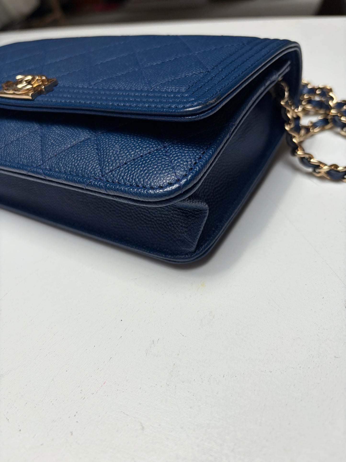 Chanel Blue Wallet on Chain