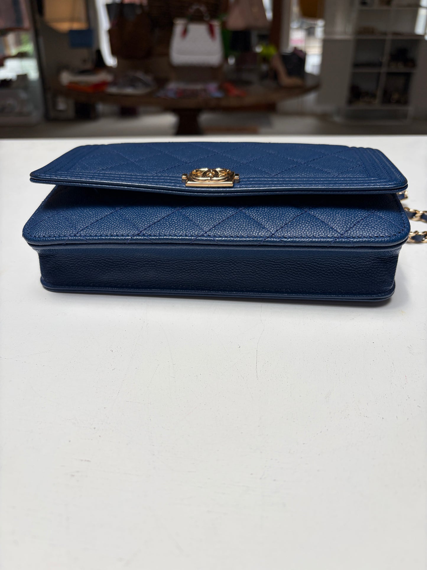 Chanel Blue Wallet on Chain