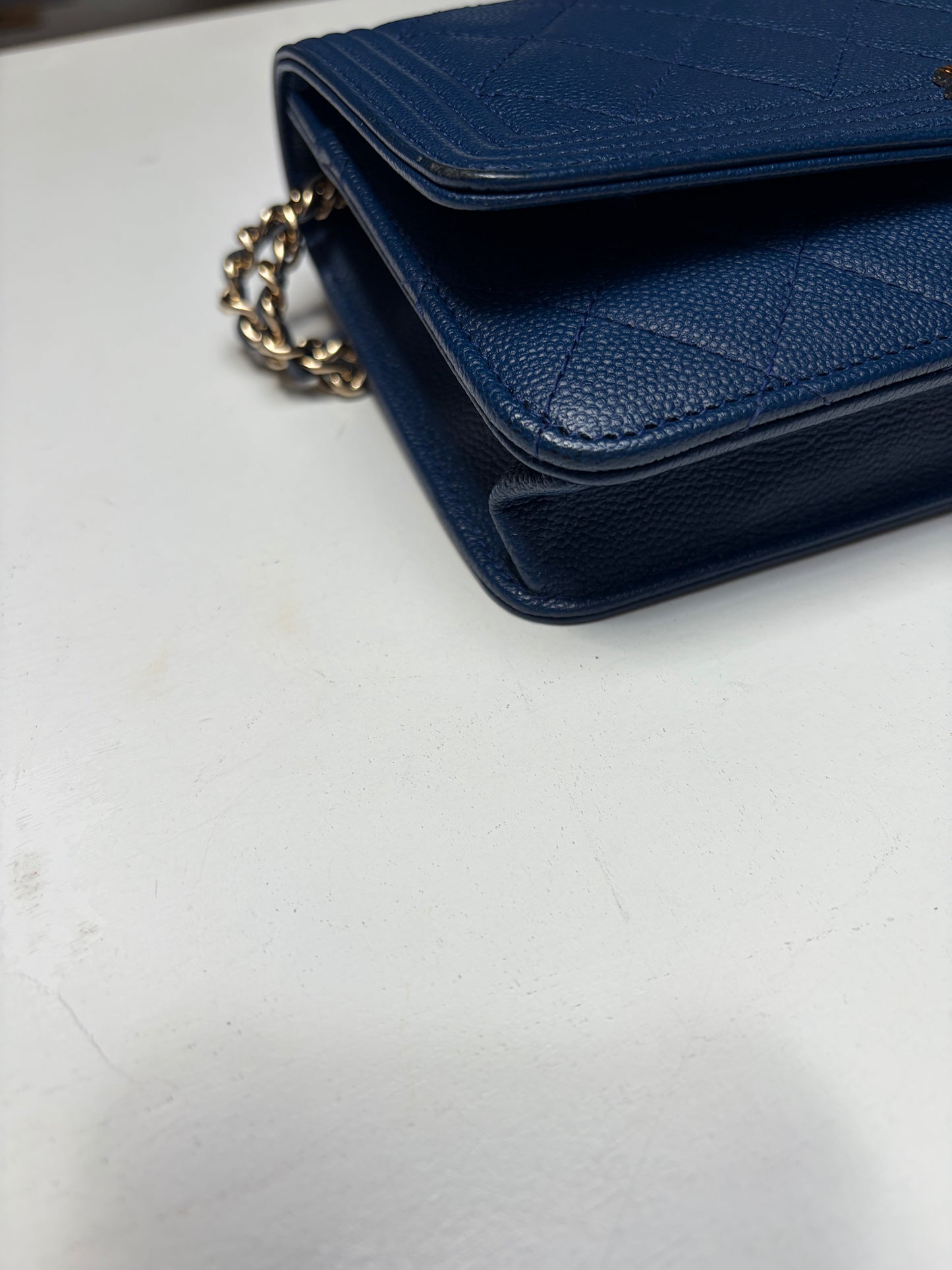 Chanel Blue Wallet on Chain