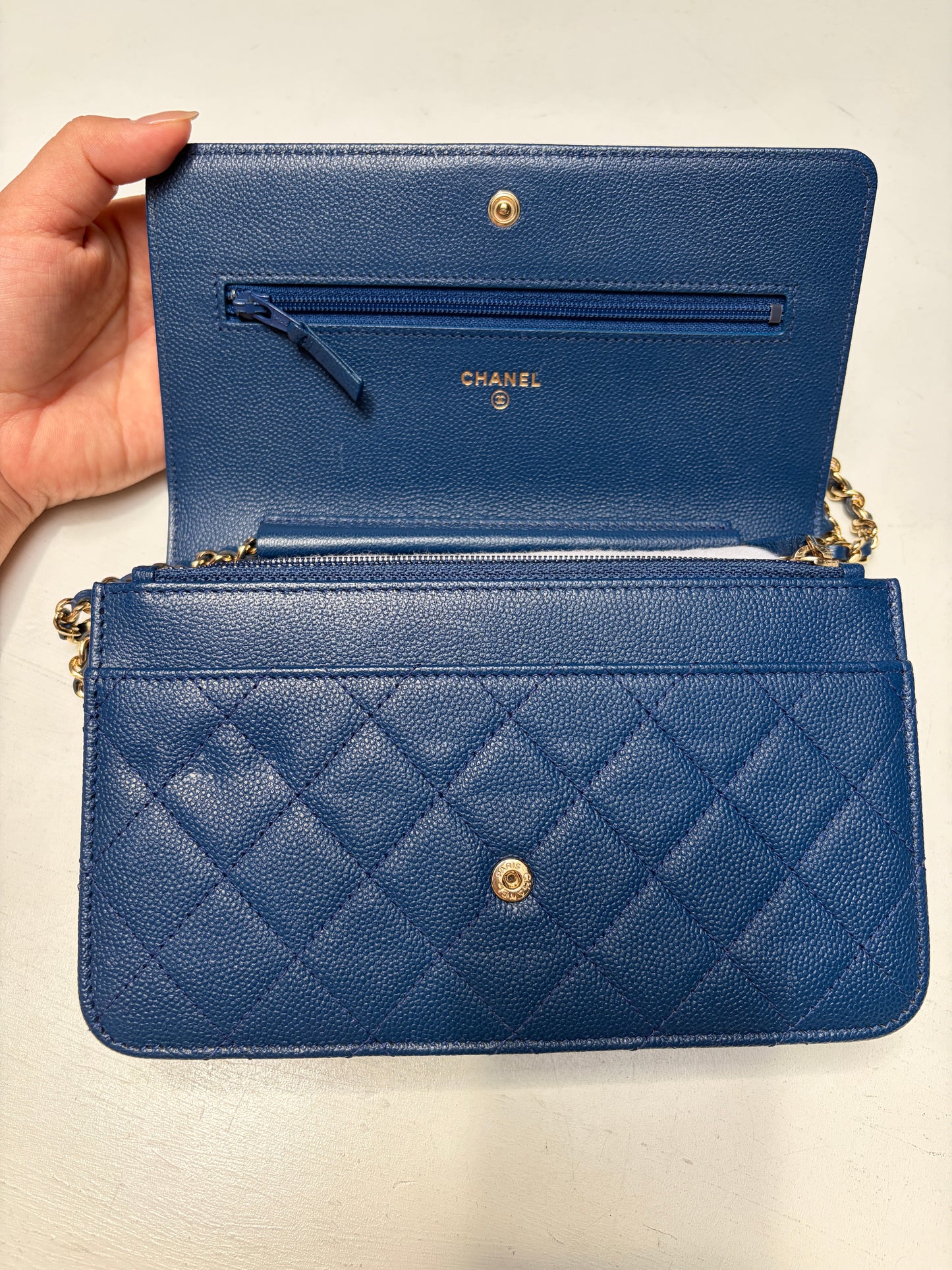 Chanel Blue Wallet on Chain