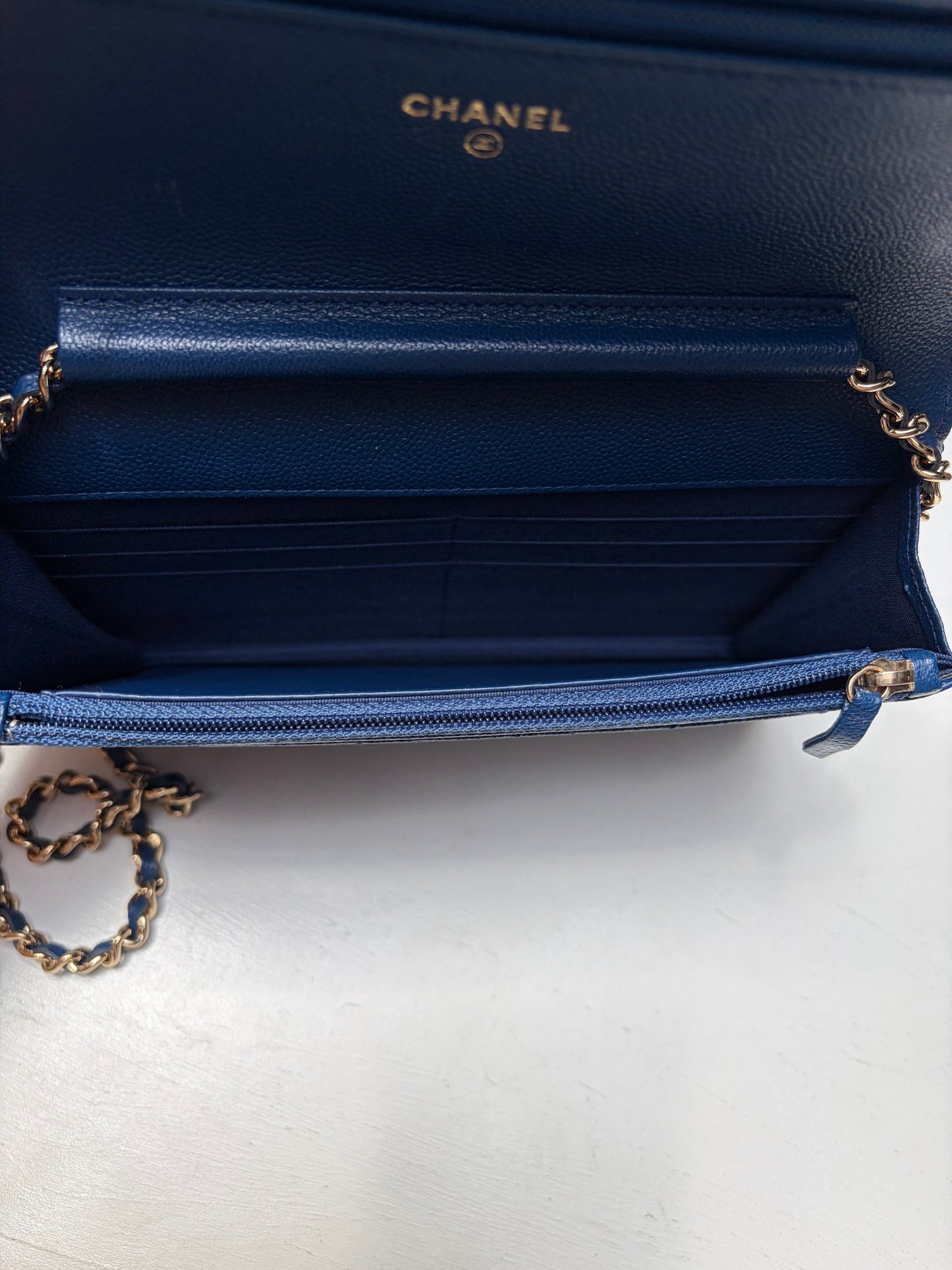 Chanel Blue Wallet on Chain