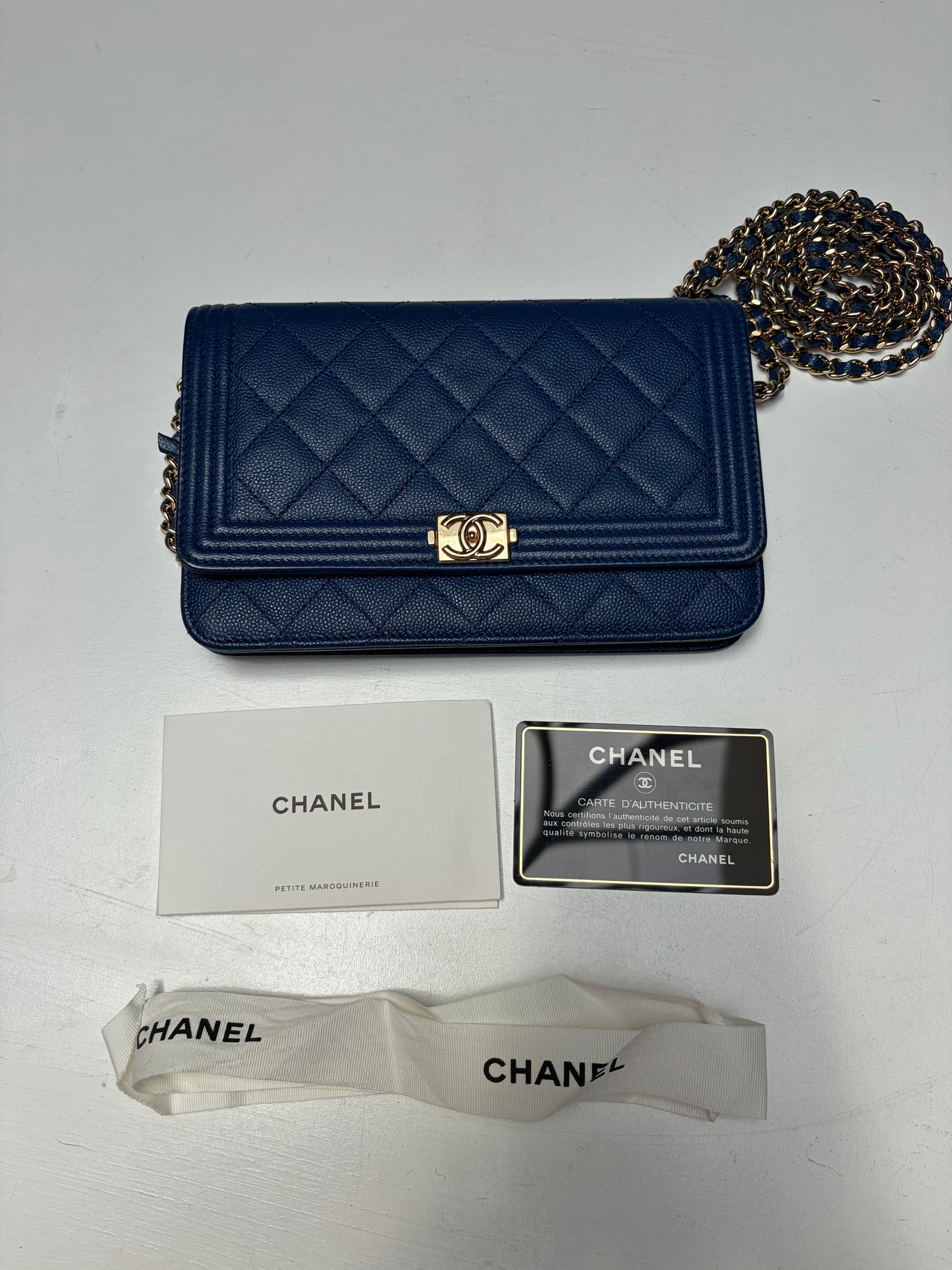 Chanel Blue Wallet on Chain