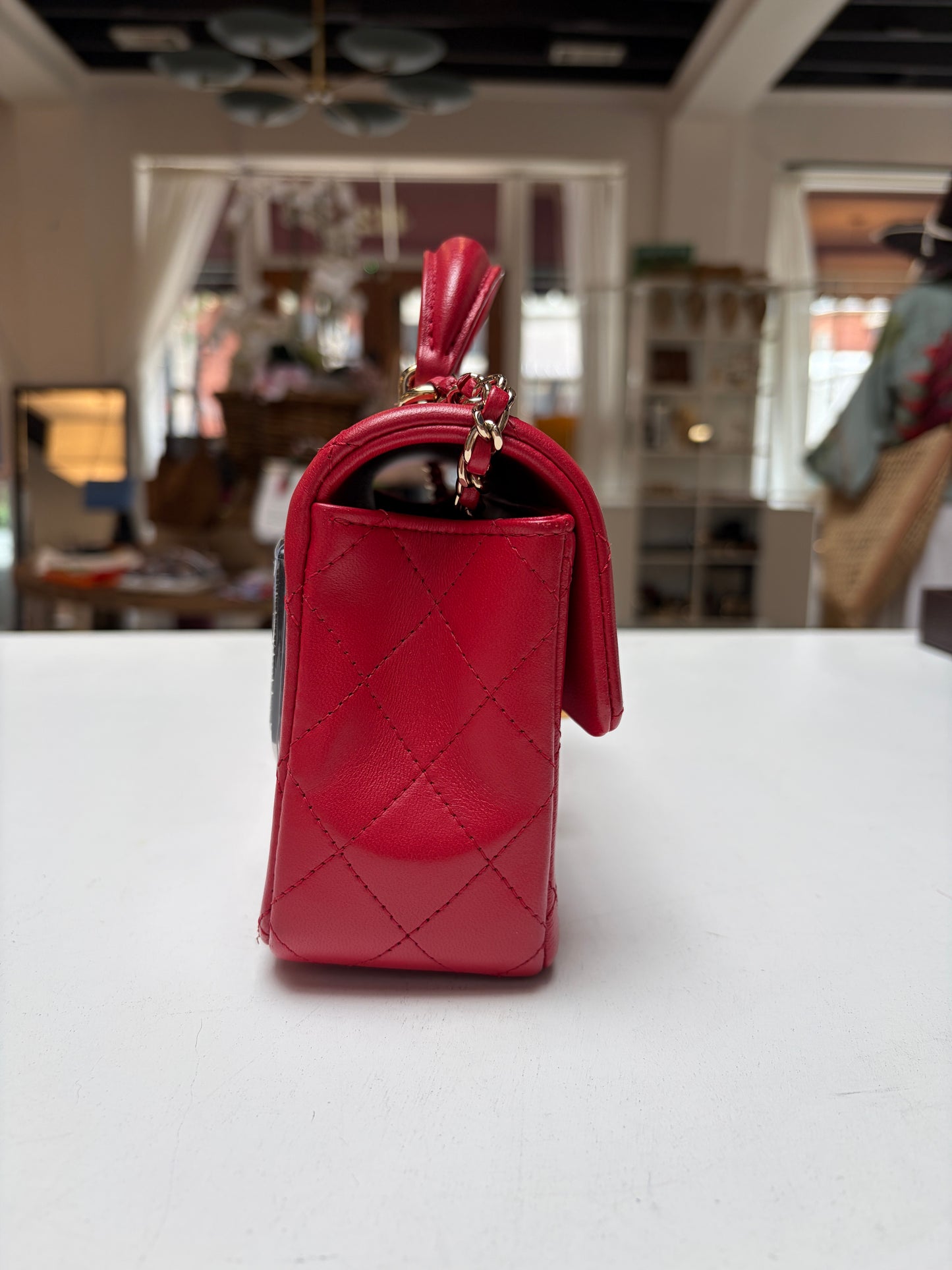 Chanel Red Mini Flap COCO Mademoiselle Charm Gold Hardware