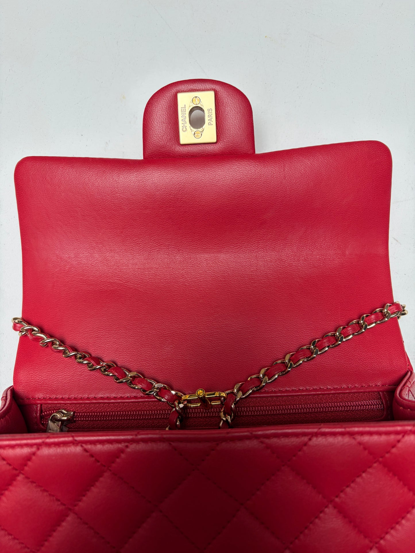 Chanel Red Mini Flap COCO Mademoiselle Charm Gold Hardware