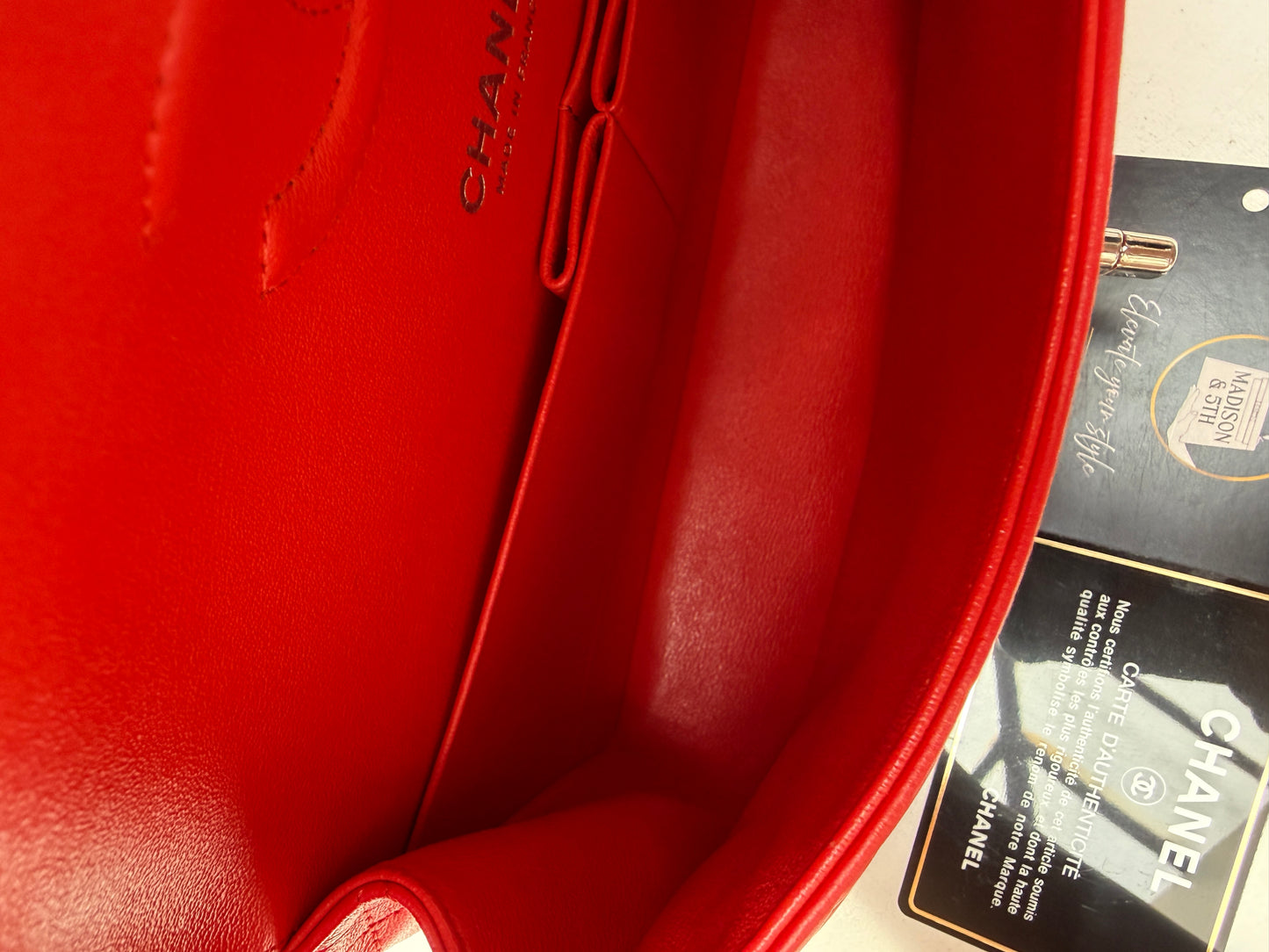 Chanel Red Classic Flap Bag Silver Hardware