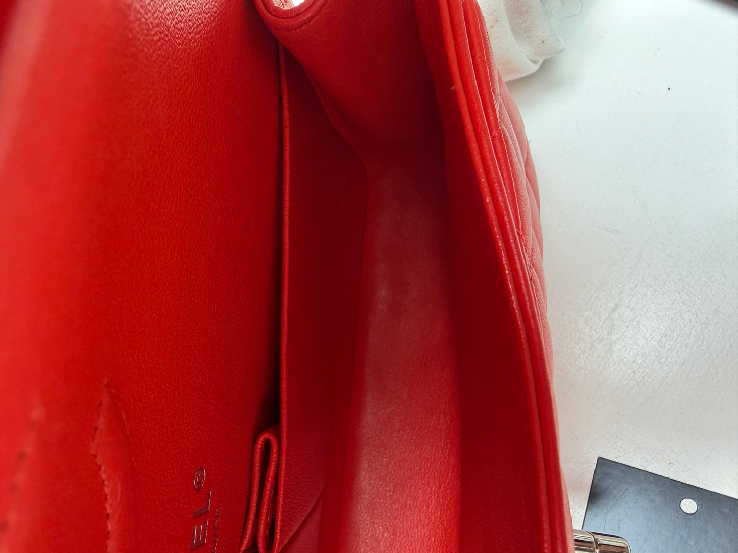 Chanel Red Classic Flap Bag Silver Hardware