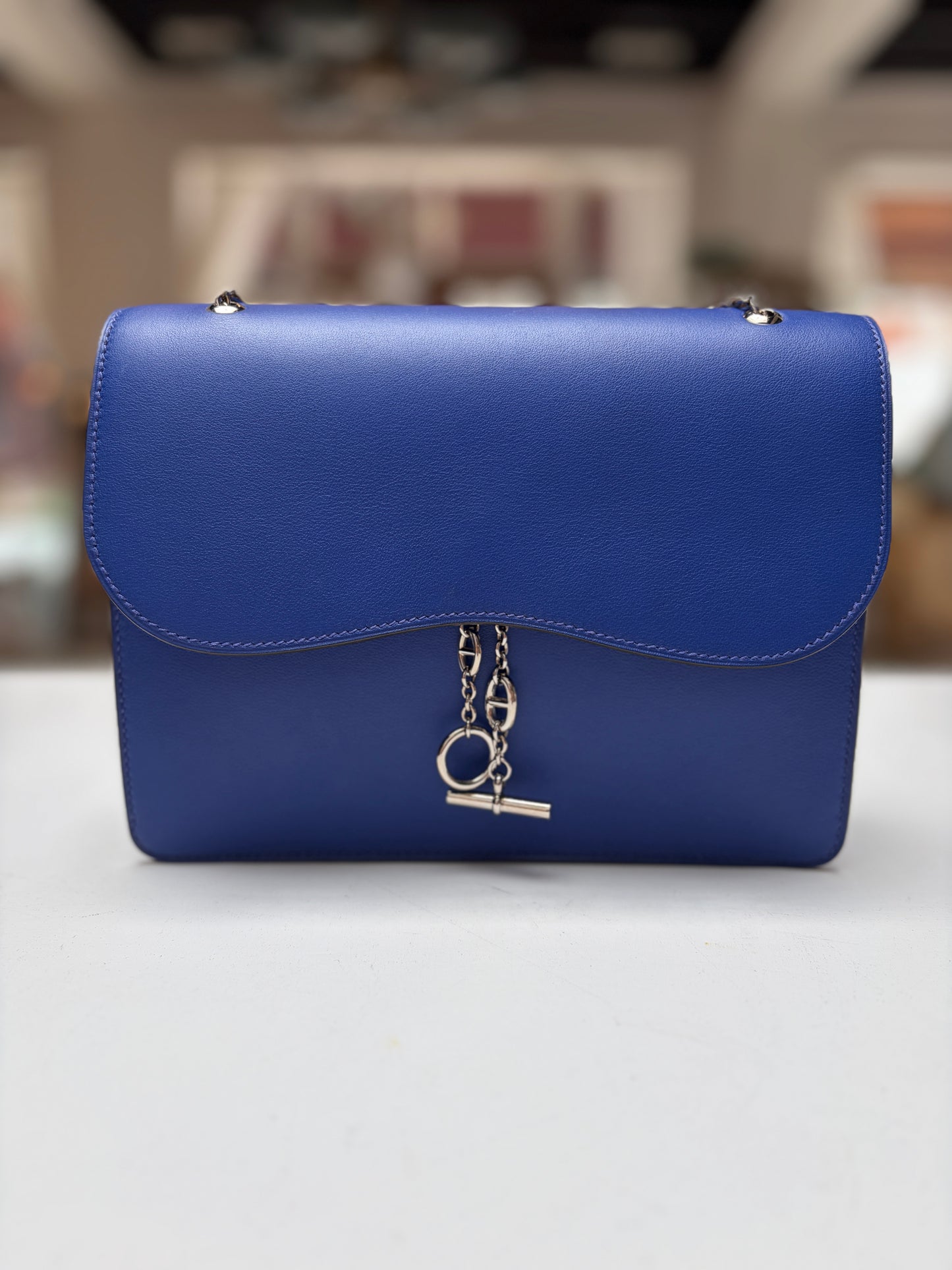 Hermes Catenina Blue de Galic Box Leather