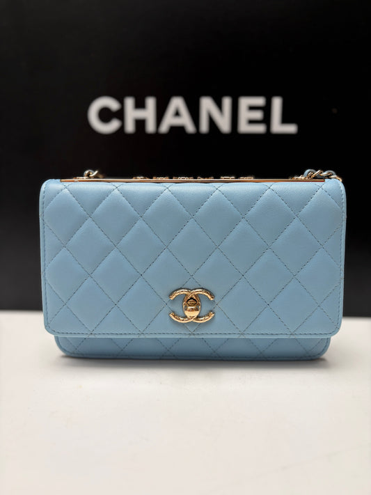 Chanel Blue CC Trendy Wallet on Chain