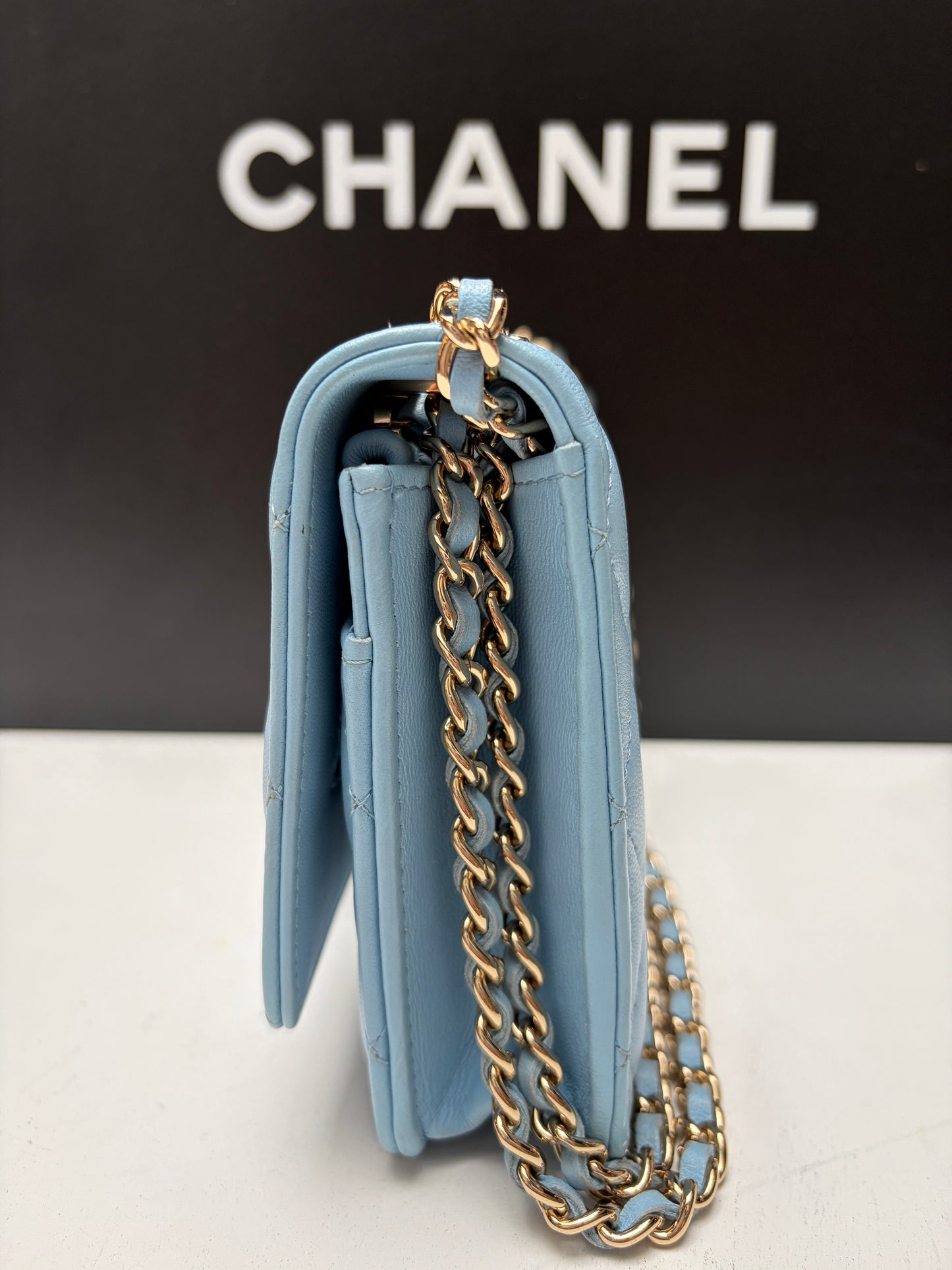Chanel Blue CC Trendy Wallet on Chain
