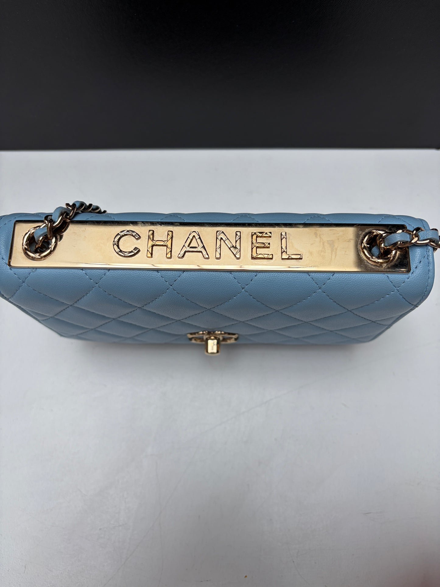Chanel Blue CC Trendy Wallet on Chain