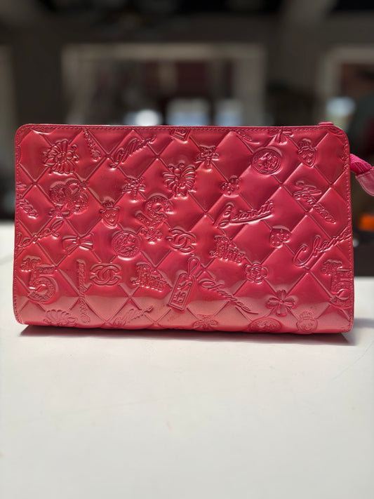 Chanel Pink Lucky Symbols Pochette Patent Leather