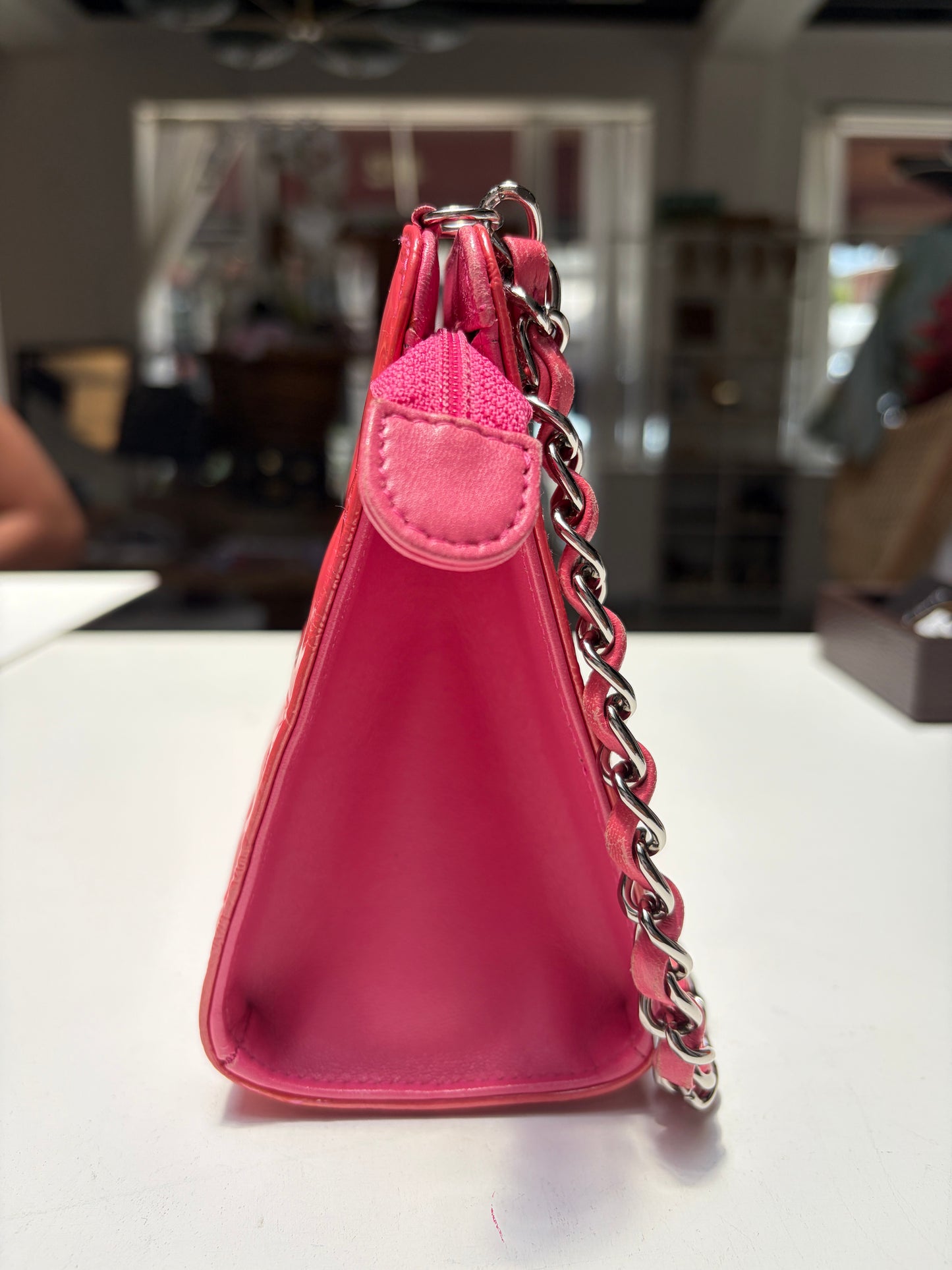 Chanel Pink Lucky Symbols Pochette Patent Leather