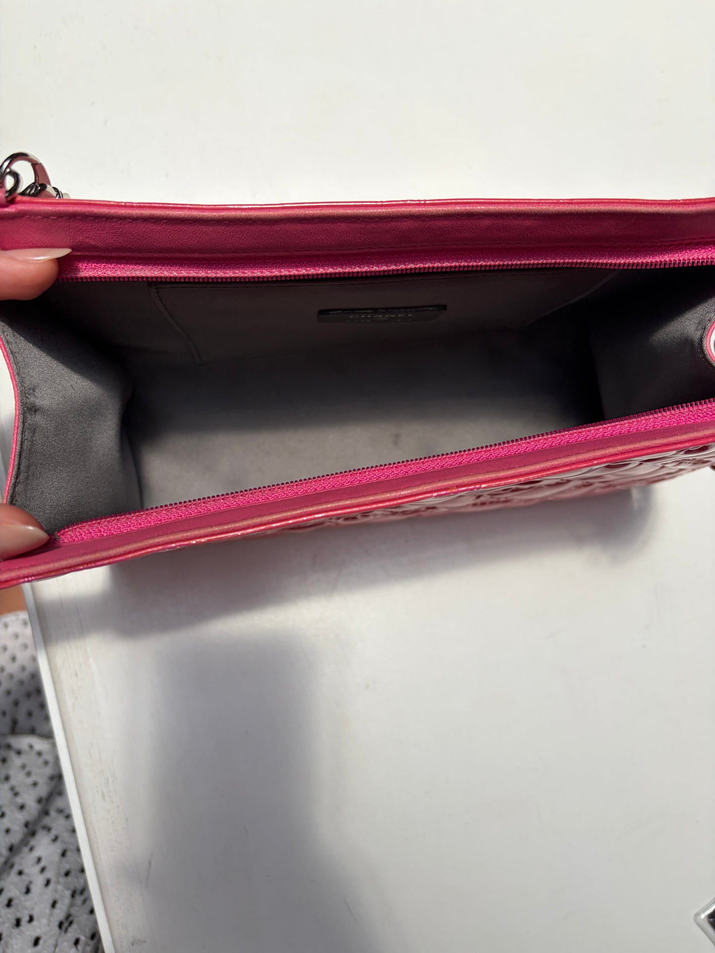 Chanel Pink Lucky Symbols Pochette Patent Leather