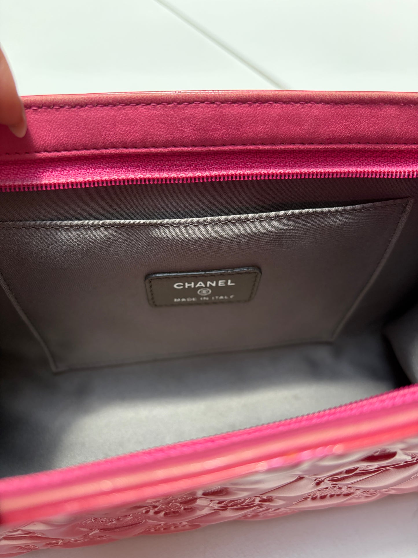 Chanel Pink Lucky Symbols Pochette Patent Leather