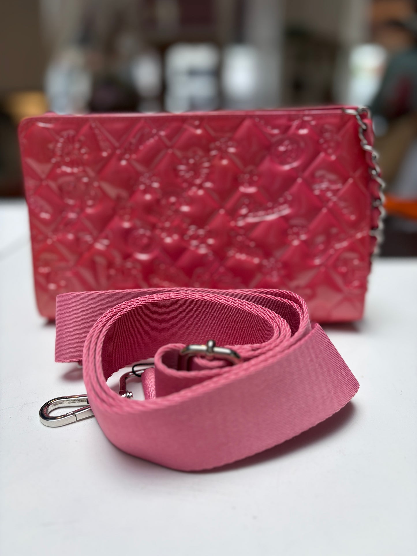 Chanel Pink Lucky Symbols Pochette Patent Leather
