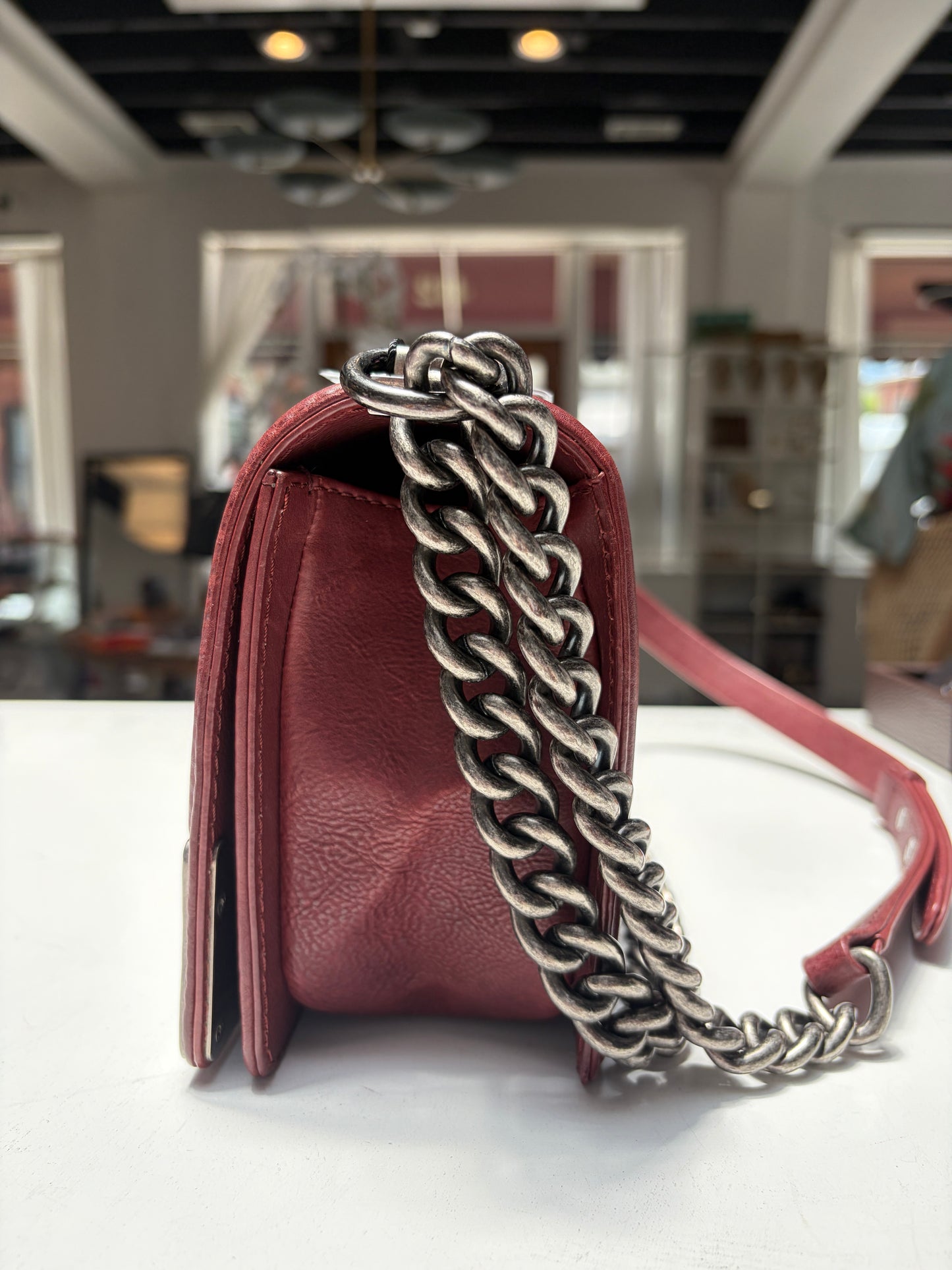 Chanel Boy Medium Limited Edition Paris-Dallas Burgundy Aged Ruthenium Hardware