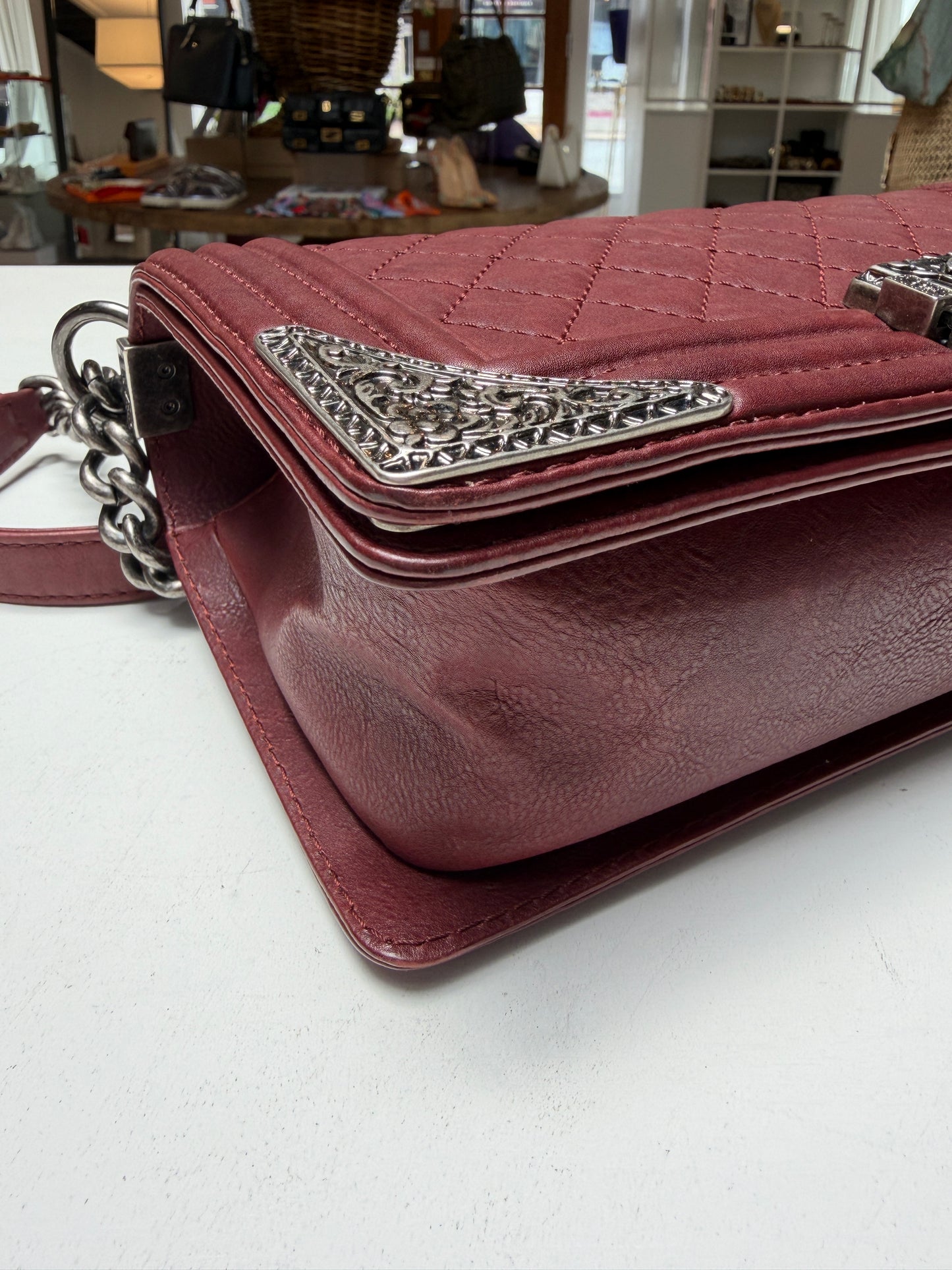 Chanel Boy Medium Limited Edition Paris-Dallas Burgundy Aged Ruthenium Hardware