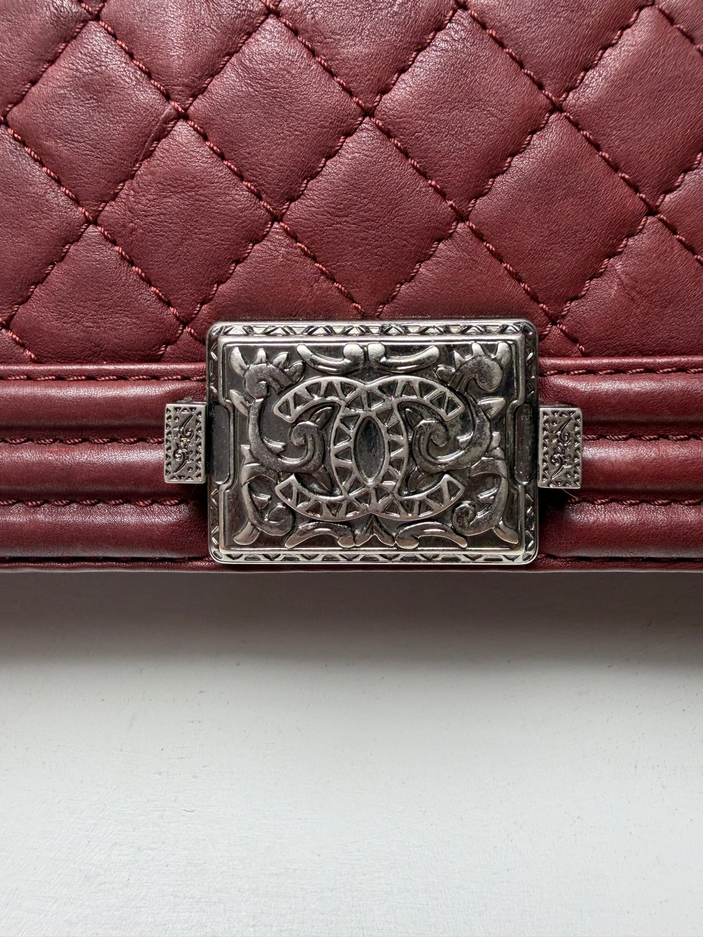 Chanel Boy Medium Limited Edition Paris-Dallas Burgundy Aged Ruthenium Hardware