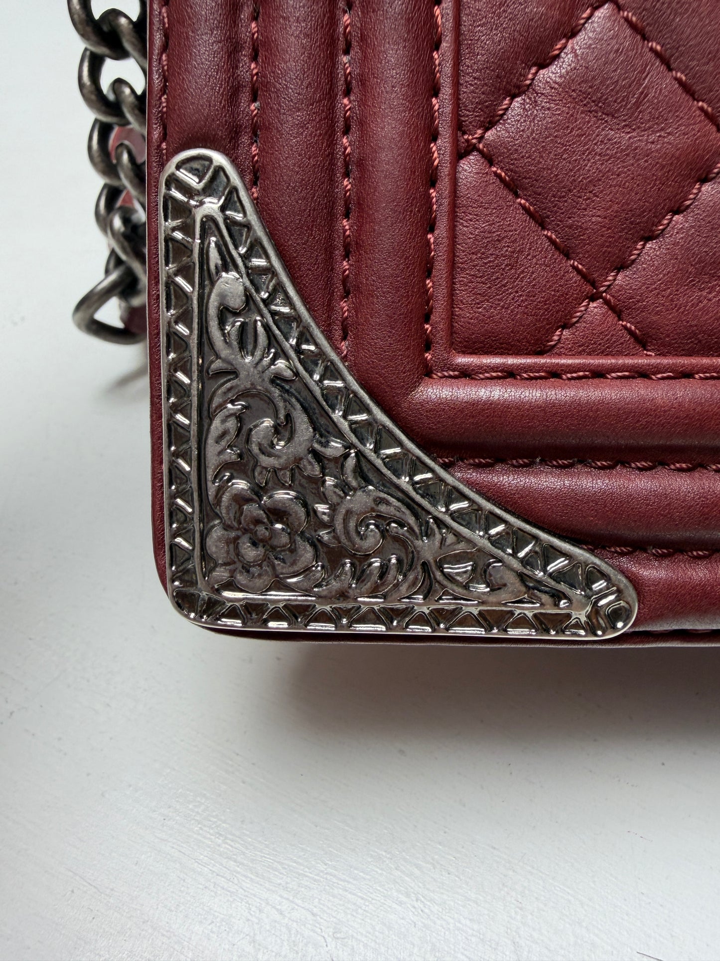 Chanel Boy Medium Limited Edition Paris-Dallas Burgundy Aged Ruthenium Hardware