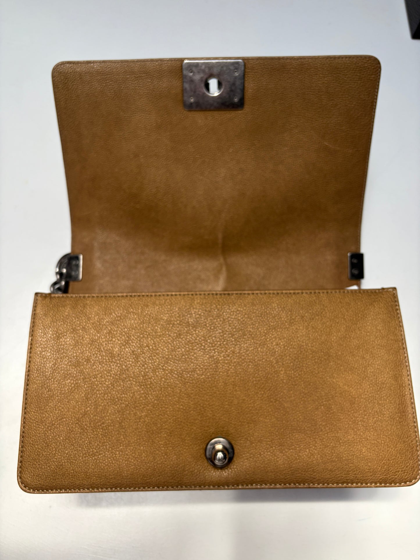 Chanel Boy Medium Brown Aged Ruthenium Hardware