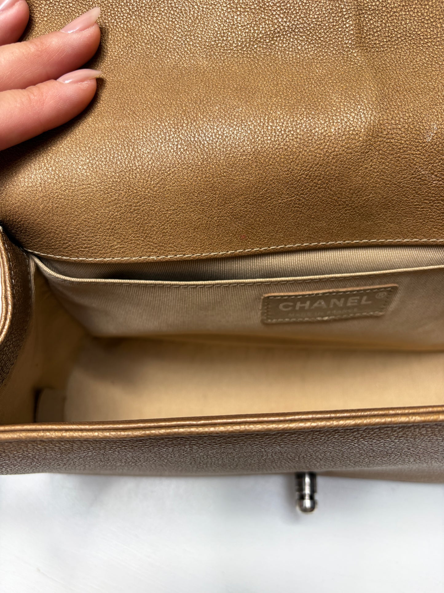 Chanel Boy Medium Brown Aged Ruthenium Hardware
