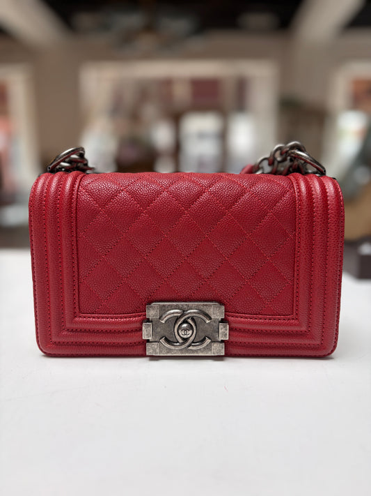 Chanel Boy Small Red Aged Ruthenium Hardware