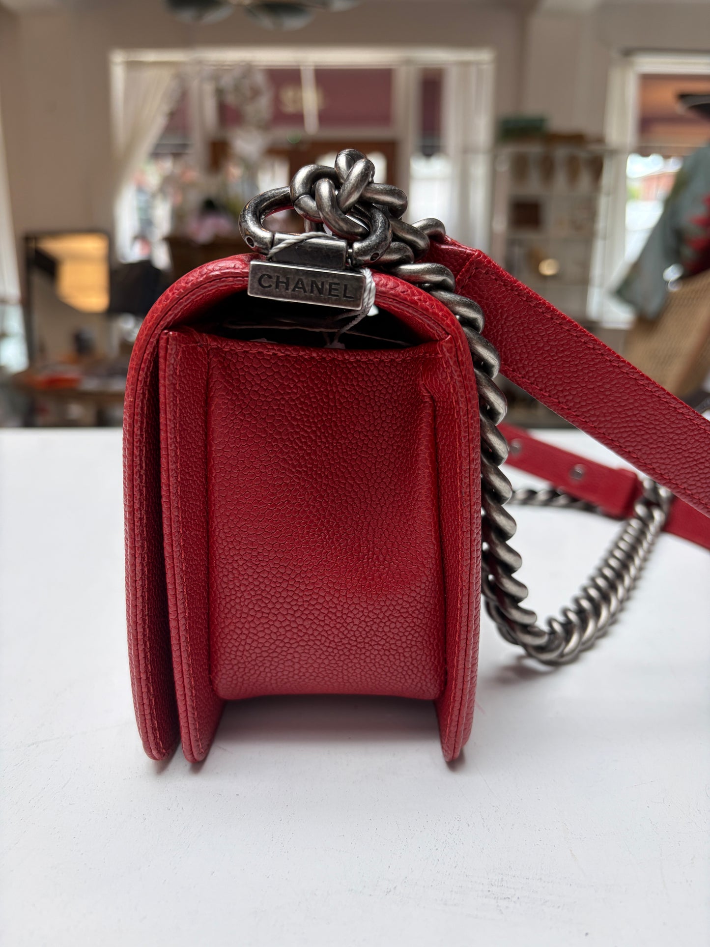 Chanel Boy Small Red Aged Ruthenium Hardware