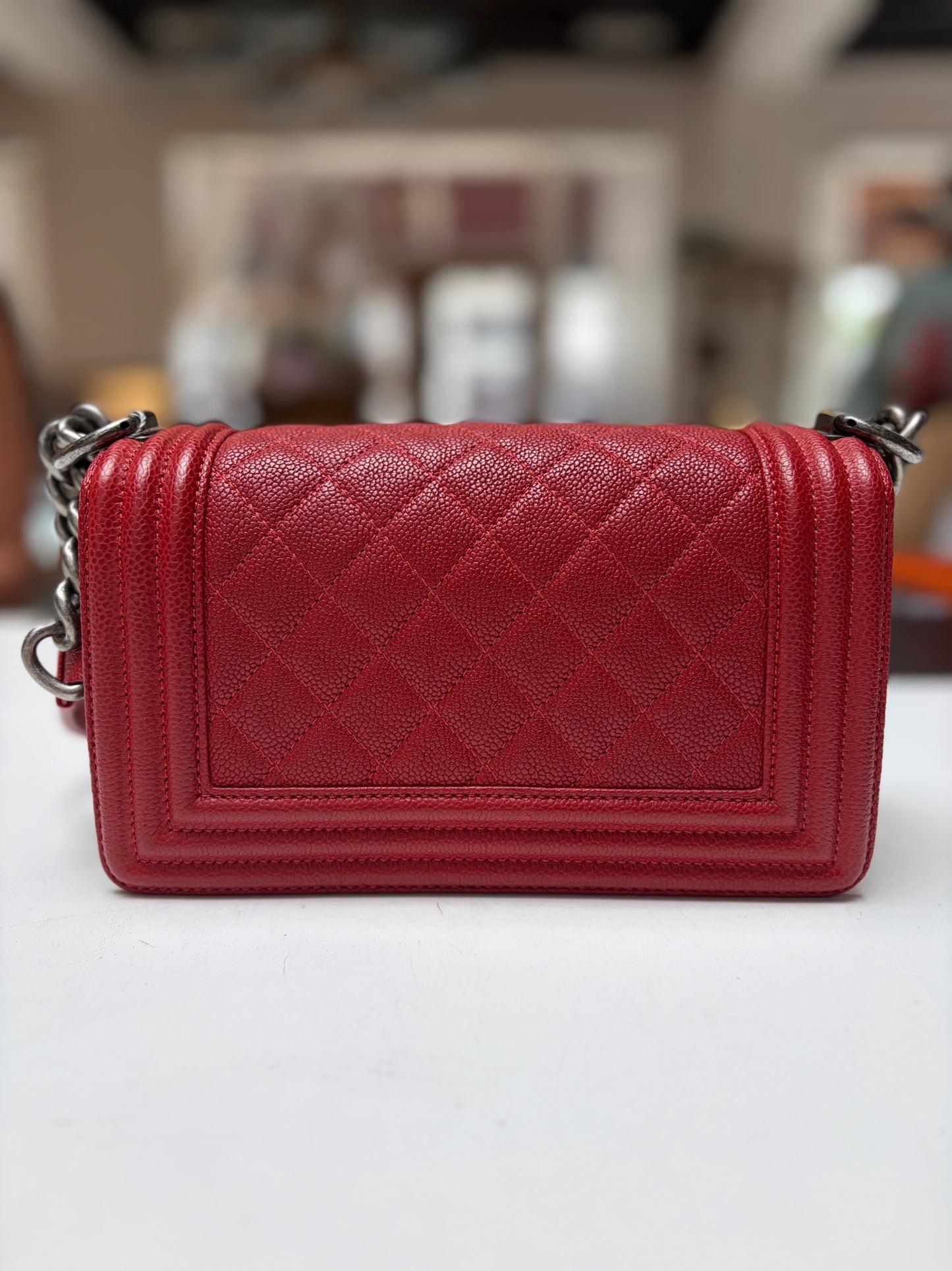 Chanel Boy Small Red Aged Ruthenium Hardware