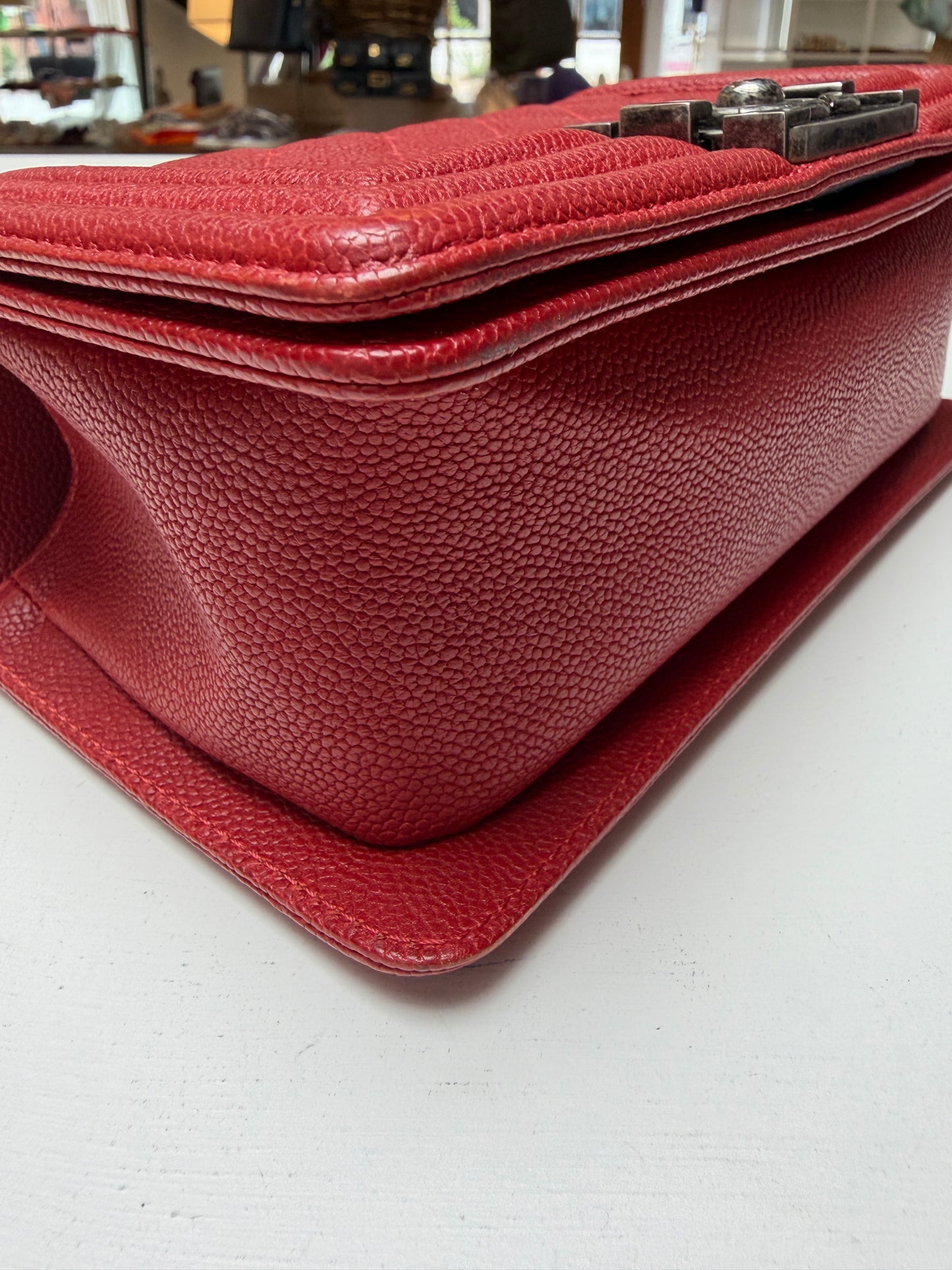 Chanel Boy Small Red Aged Ruthenium Hardware