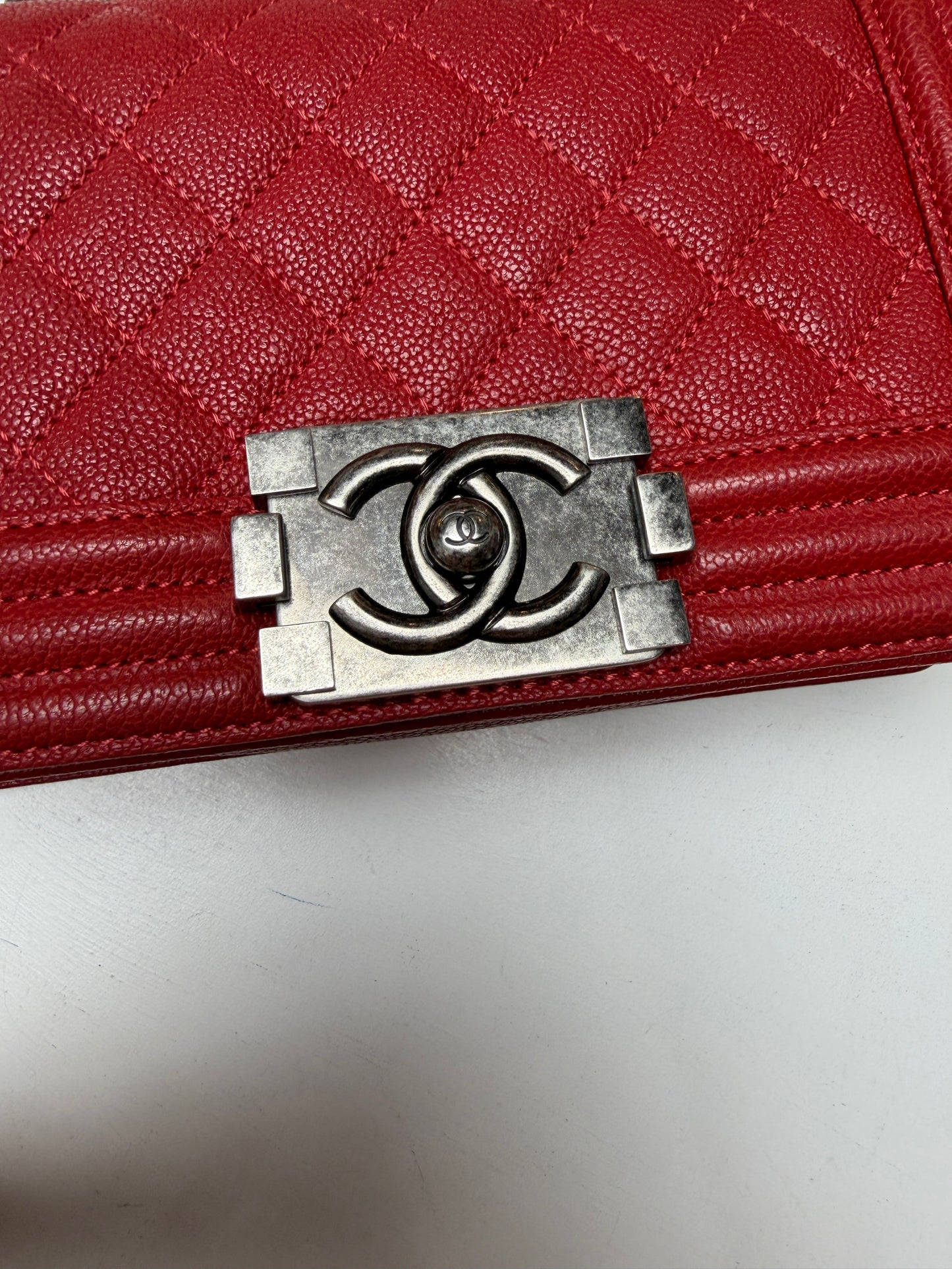 Chanel Boy Small Red Aged Ruthenium Hardware