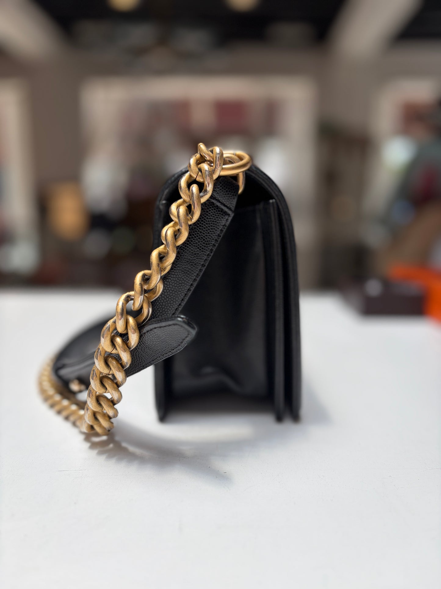 Chanel Boy Bag Medium Black Caviar Gold Hardware