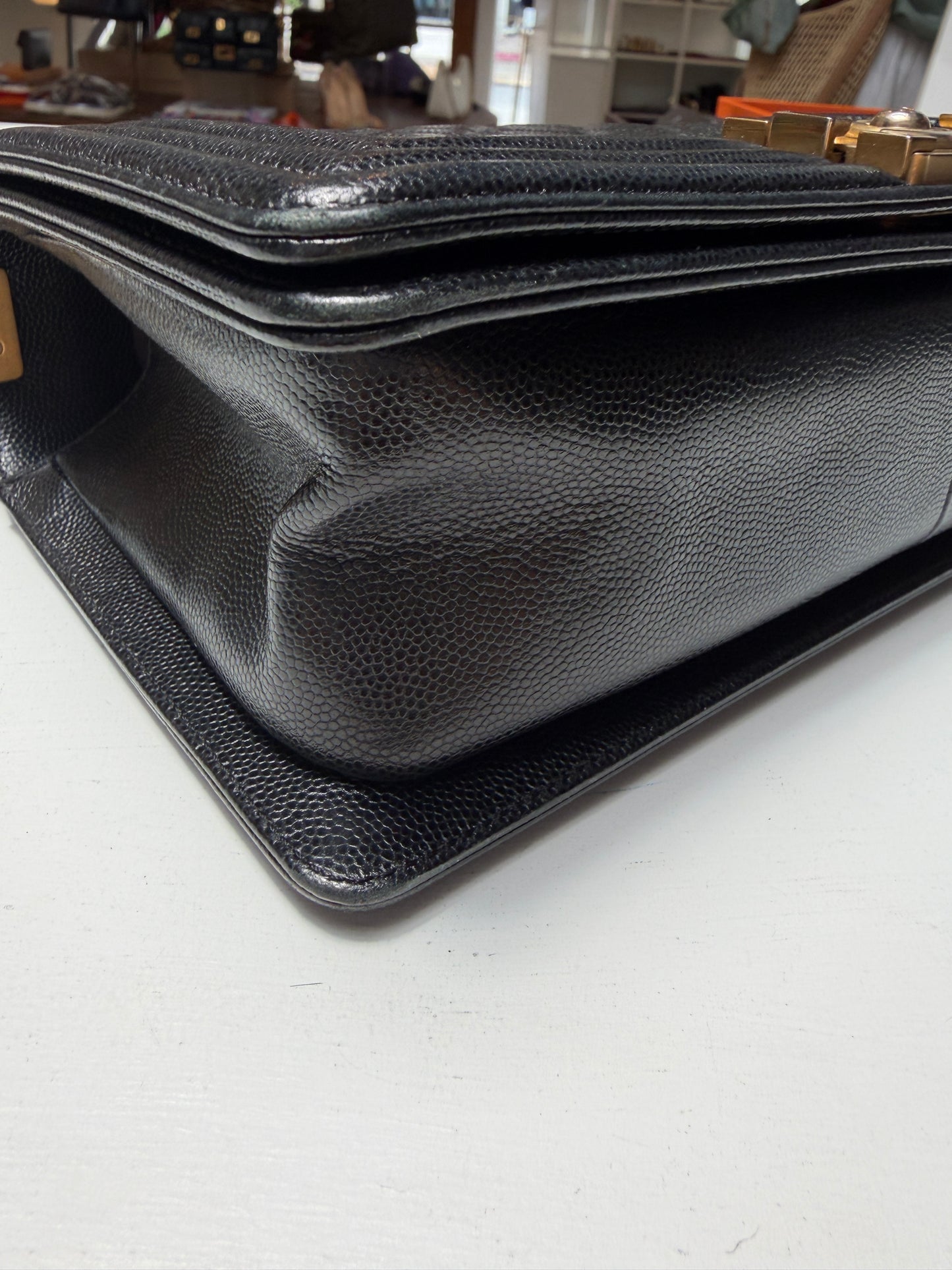Chanel Boy Bag Medium Black Caviar Gold Hardware