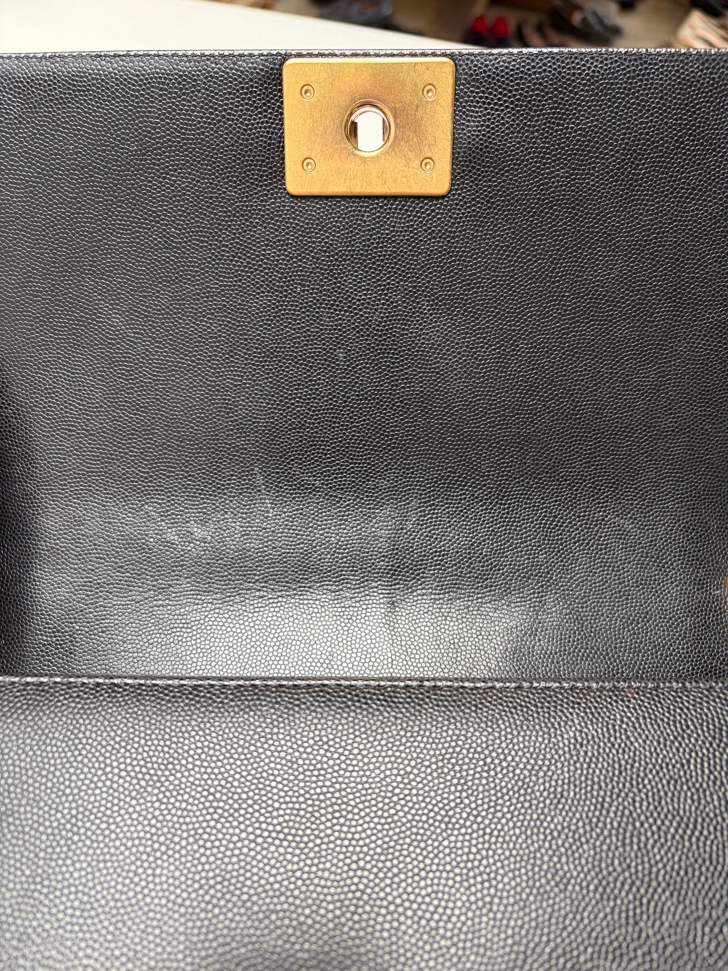 Chanel Boy Bag Medium Black Caviar Gold Hardware