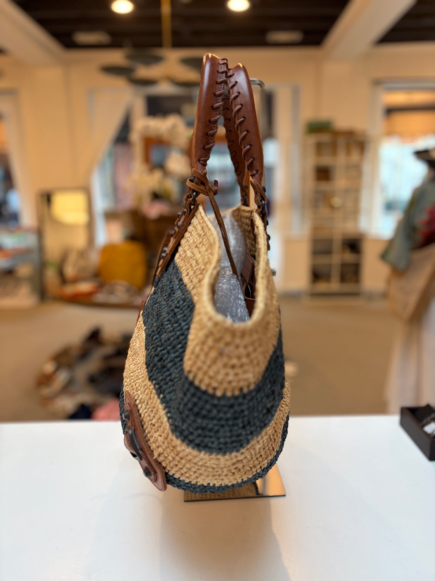 Balenciaga Raffia Bag Large Panier Motocross