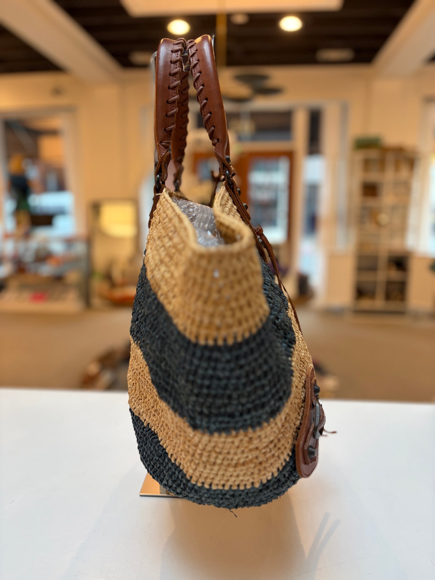 Balenciaga Raffia Bag Large Panier Motocross